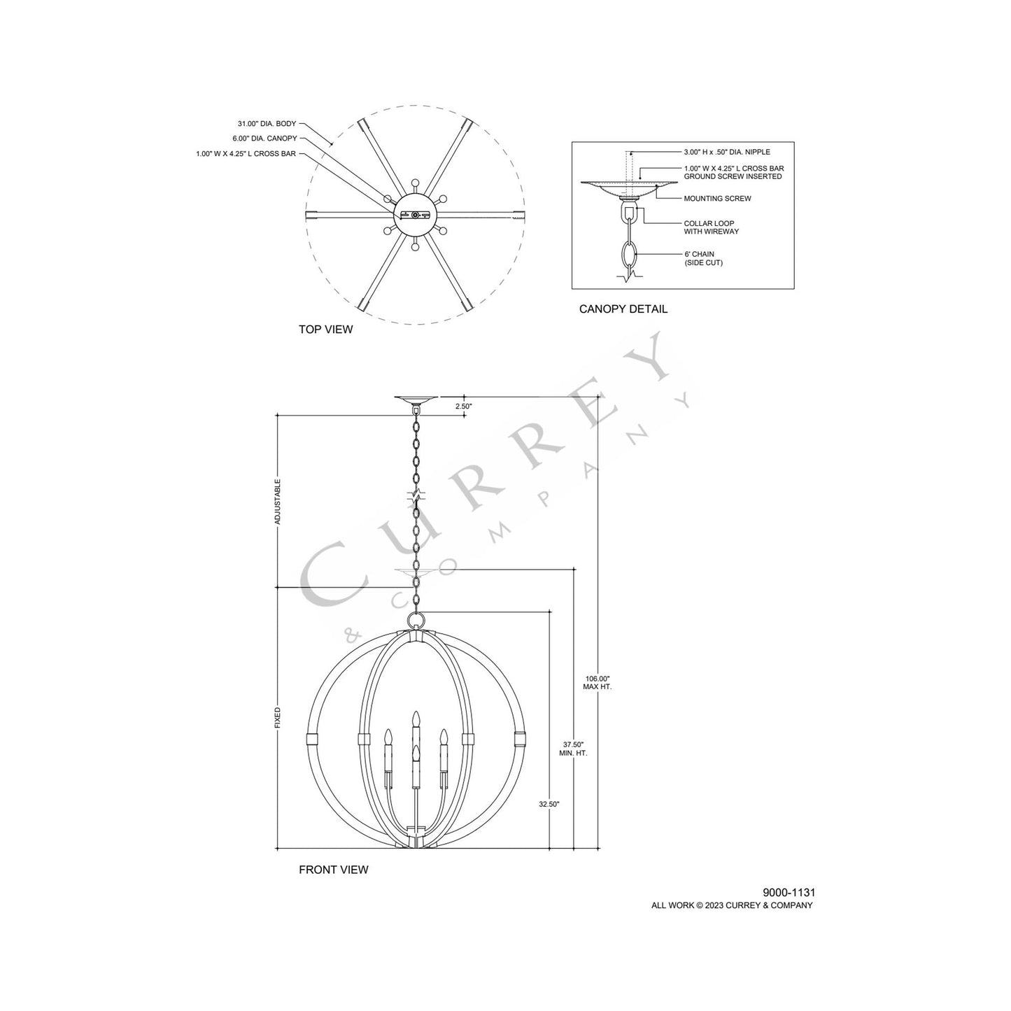 Bastian Chandelier - line drawing.