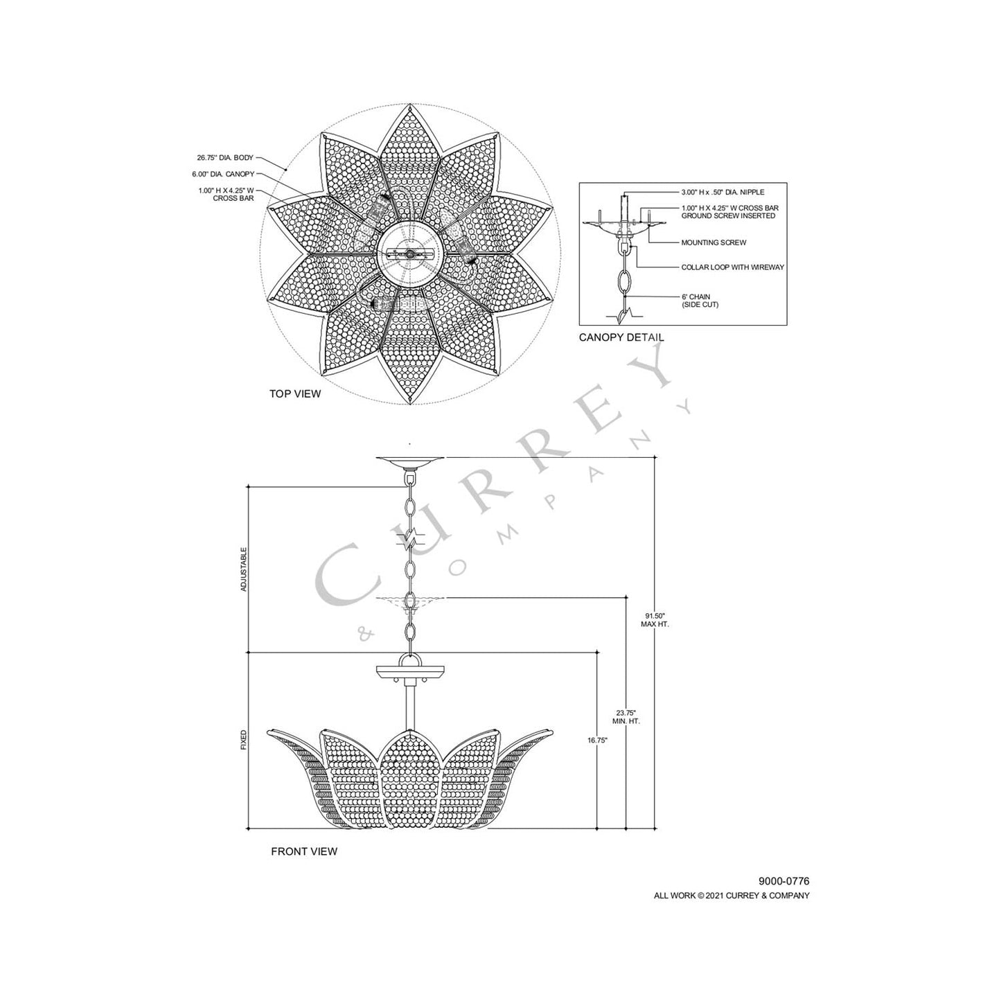 Bebe Chandelier - line drawing.