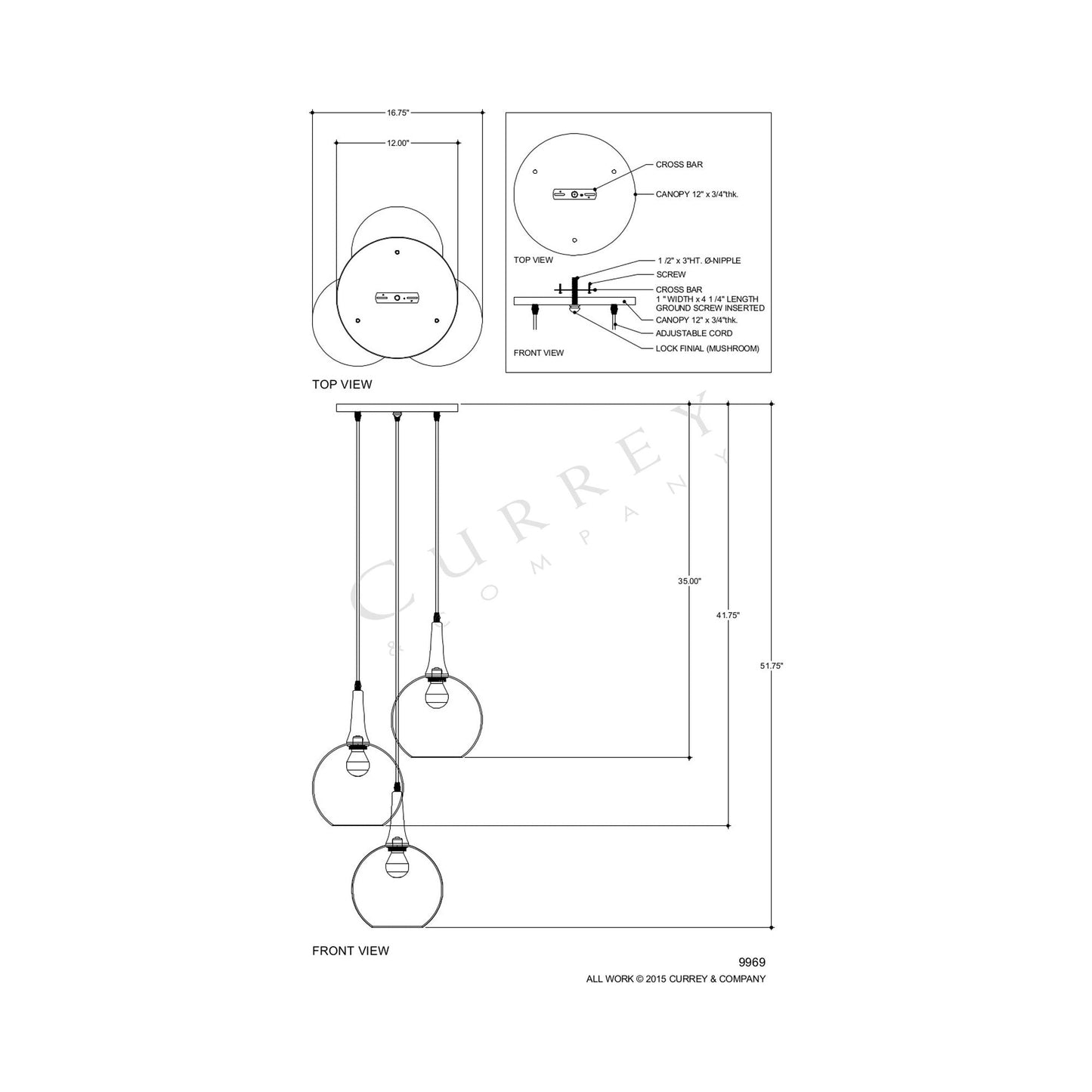 Beckett Pendant Light - line drawing.