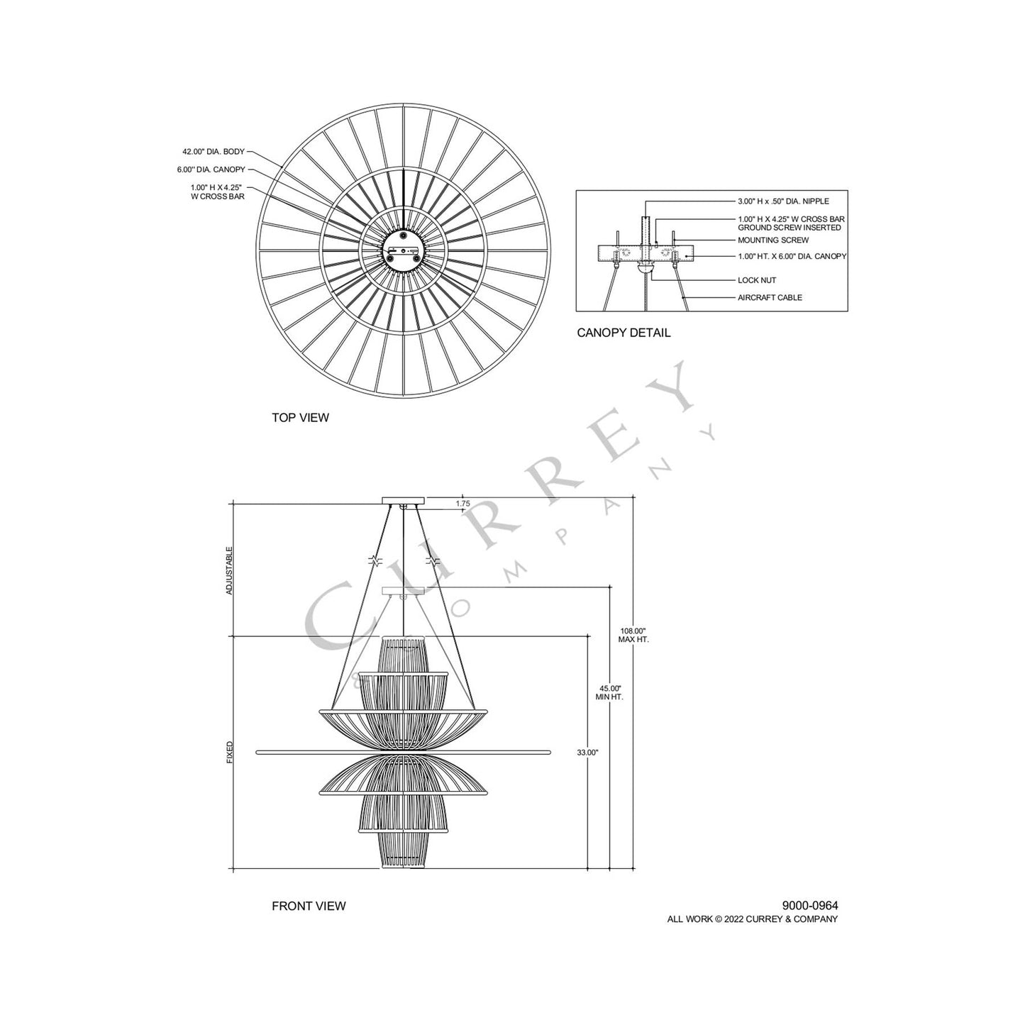 Benjiro Chandelier - line drawing.