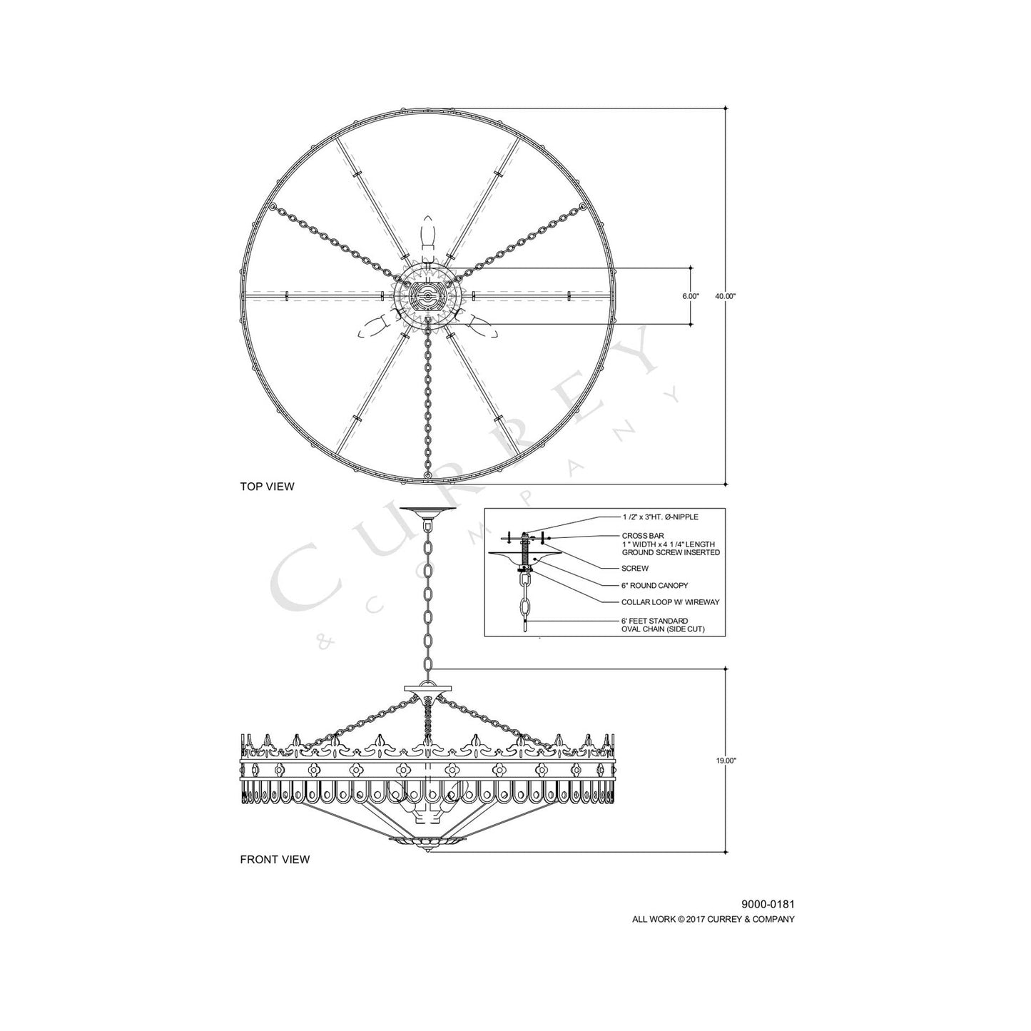 Berkeley Chandelier - line drawing.