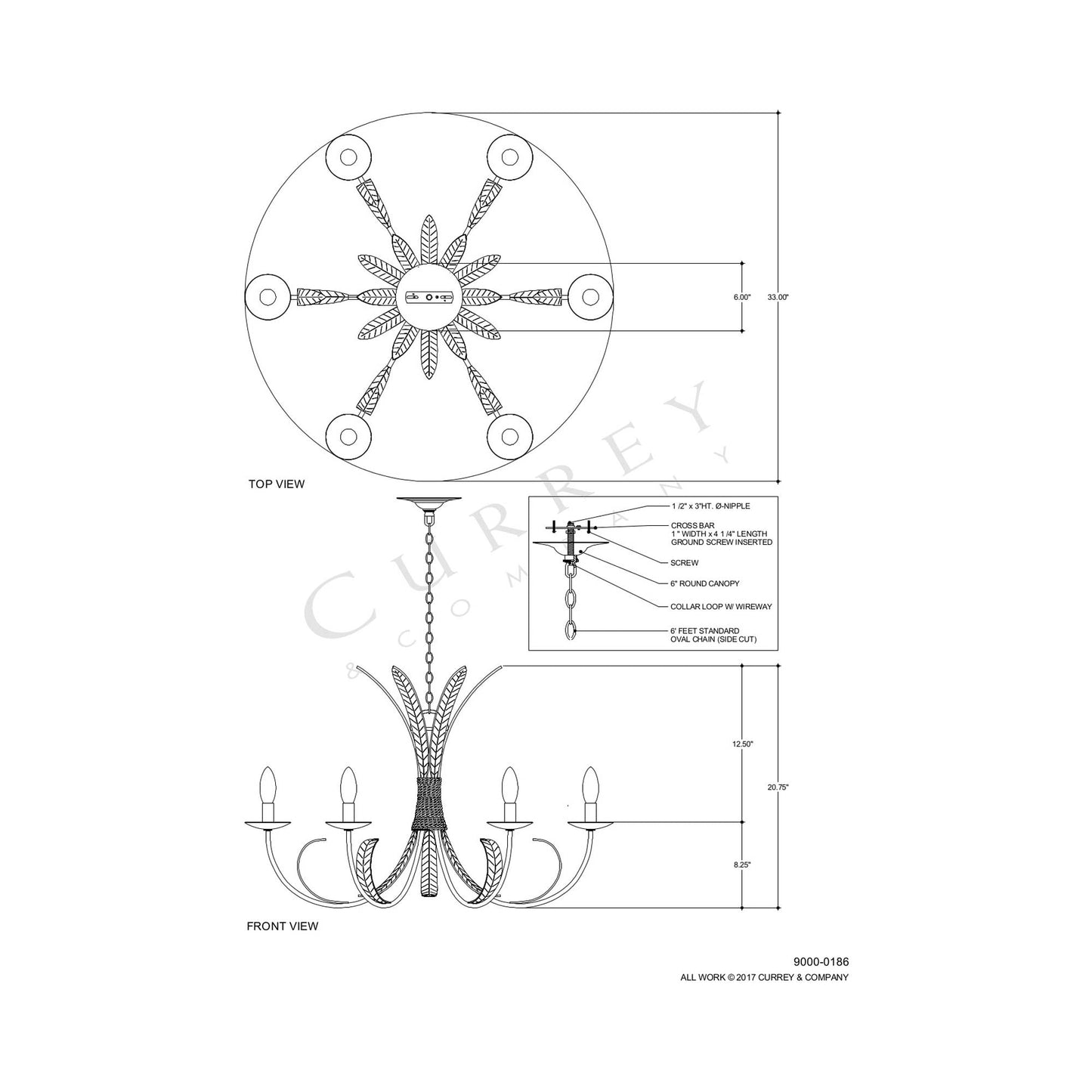 Bette Chandelier - line drawing.