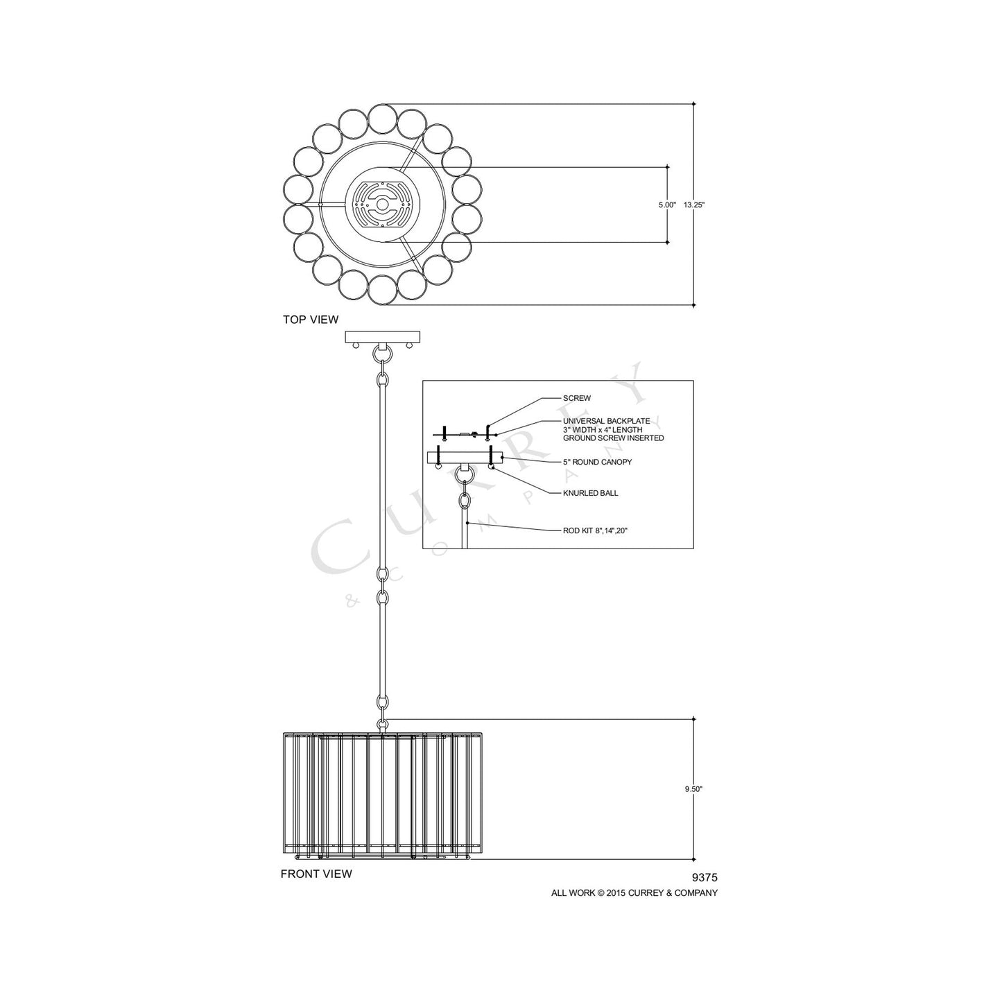 Bevilacqua Pendant Light - line drawing.