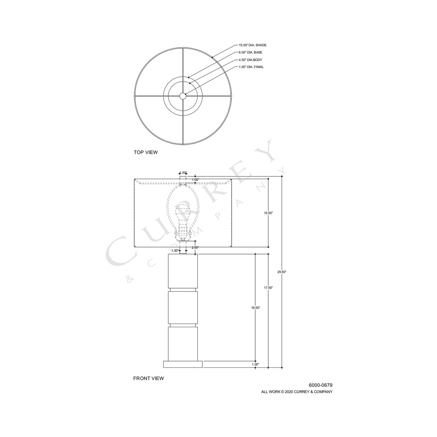 Birdseye Table Lamp - line drawing.