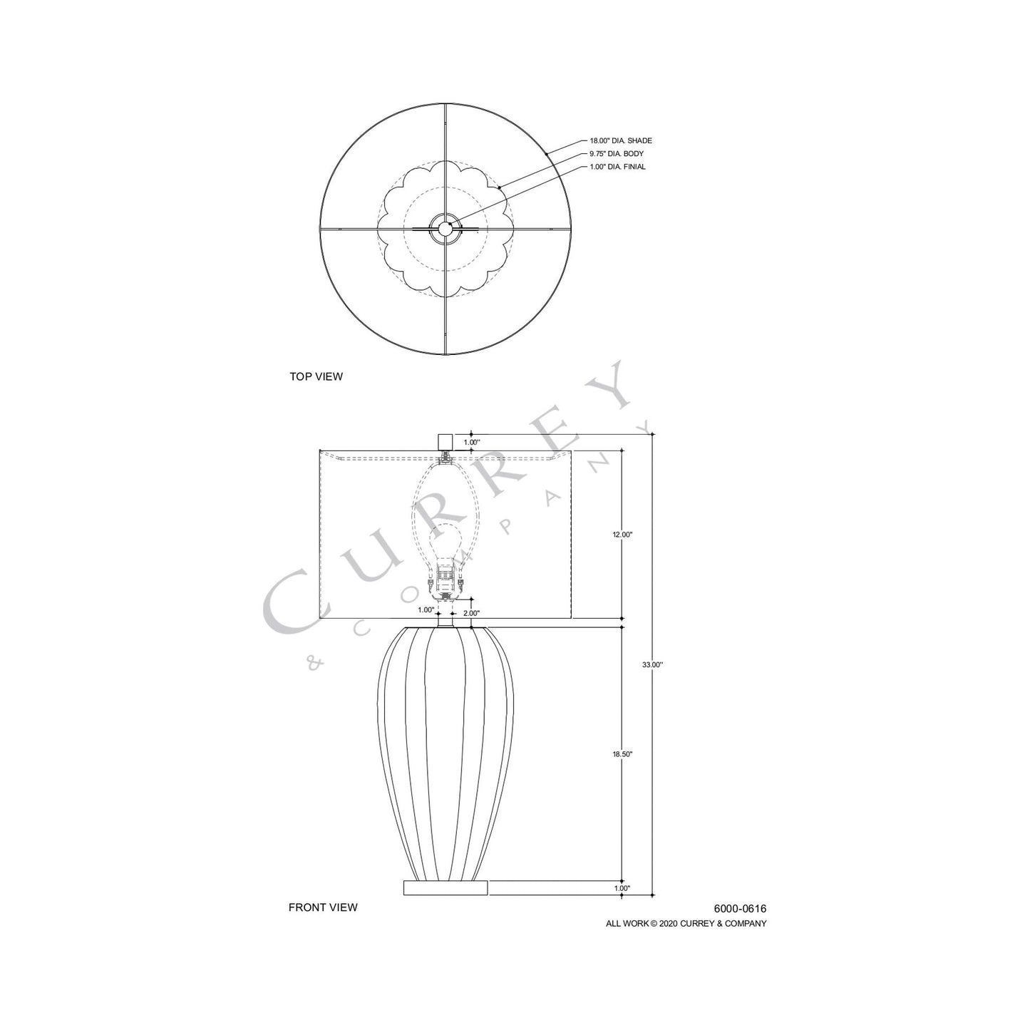 Bluestar Table Lamp - line drawing.