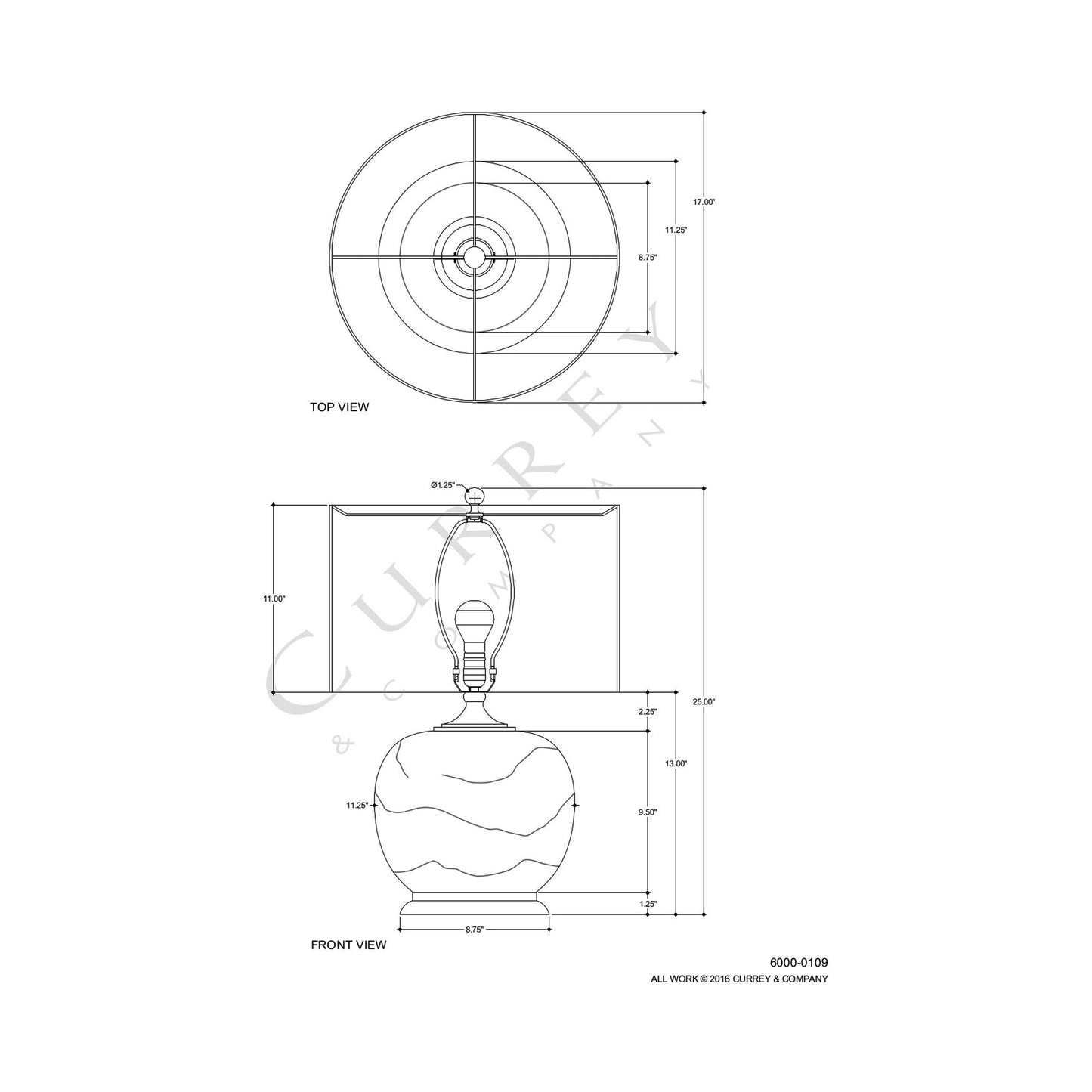 Boreal Table Lamp - line drawing.