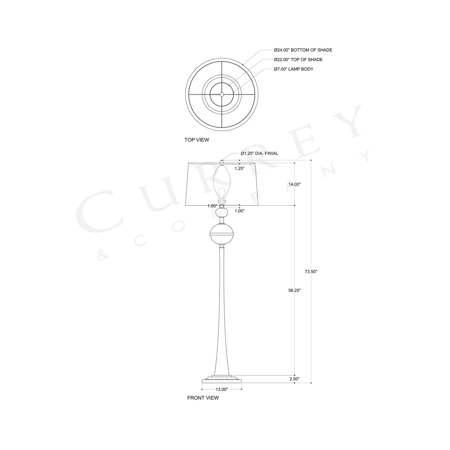 Boullee Floor Lamp - line drawing.