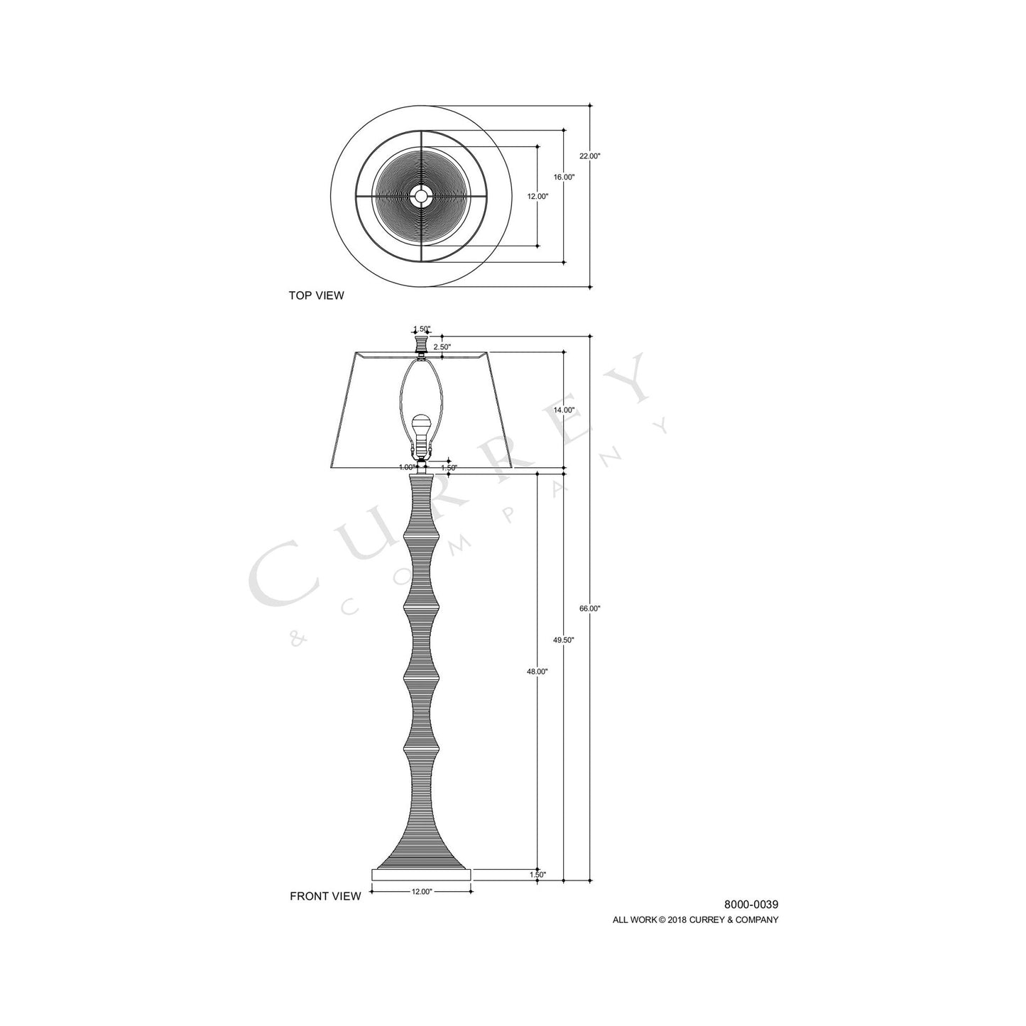 Bourgeon Floor Lamp - line drawing.