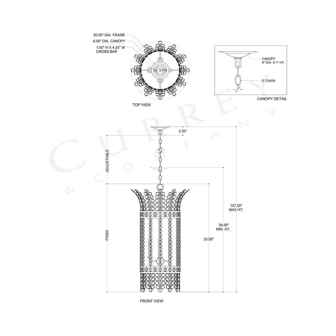 Bradshaw Pendant Light - line drawing.