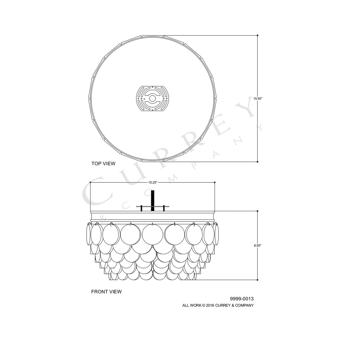 Braithwell Flush Mount Ceiling Light - line drawing.