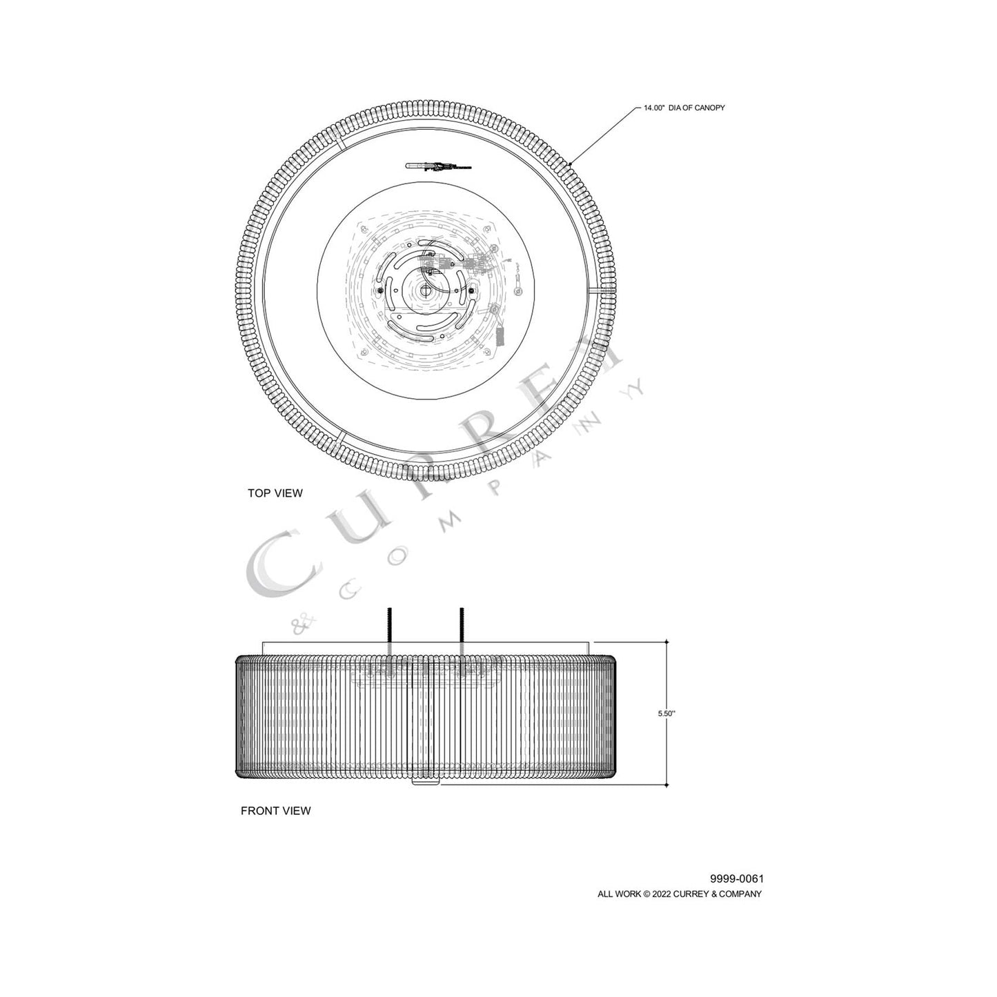 Brownell LED Flush Mount Ceiling Light - line drawing.