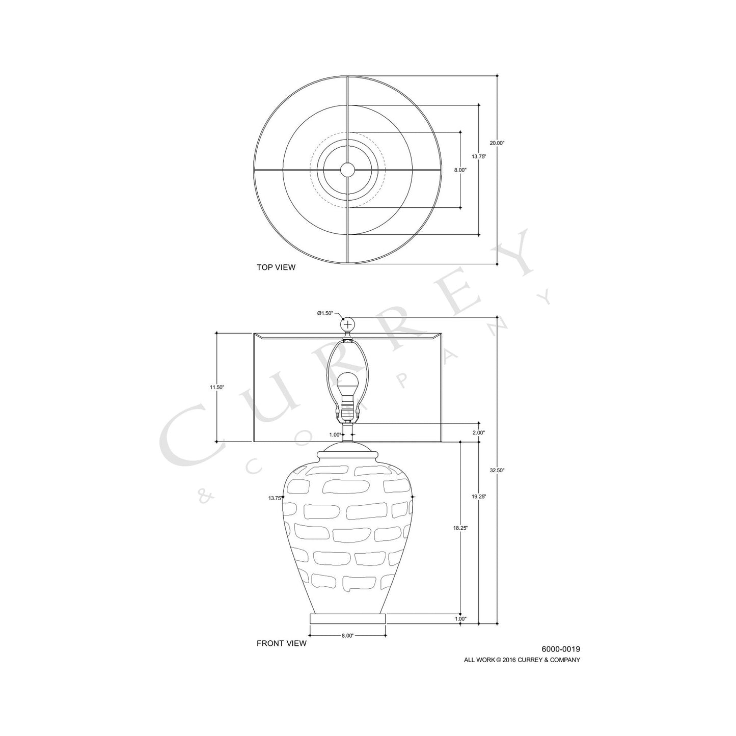 Brushstroke Table Lamp - line drawing.