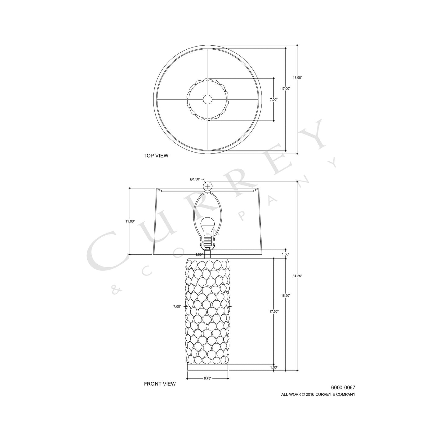 Calla Lily Table Lamp - line drawing.