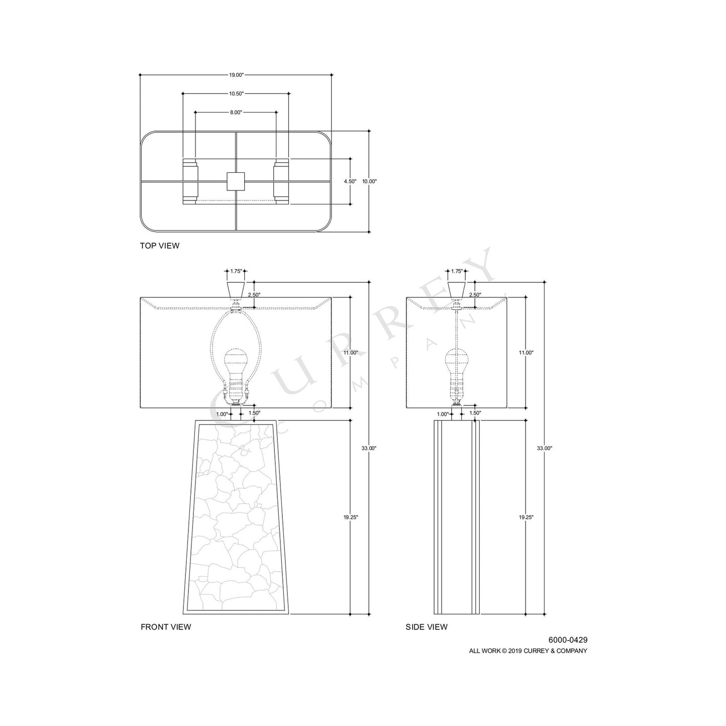 Calloway Table Lamp - line drawing.