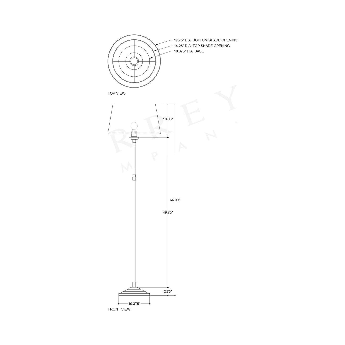 Callum Floor Lamp - line drawing.