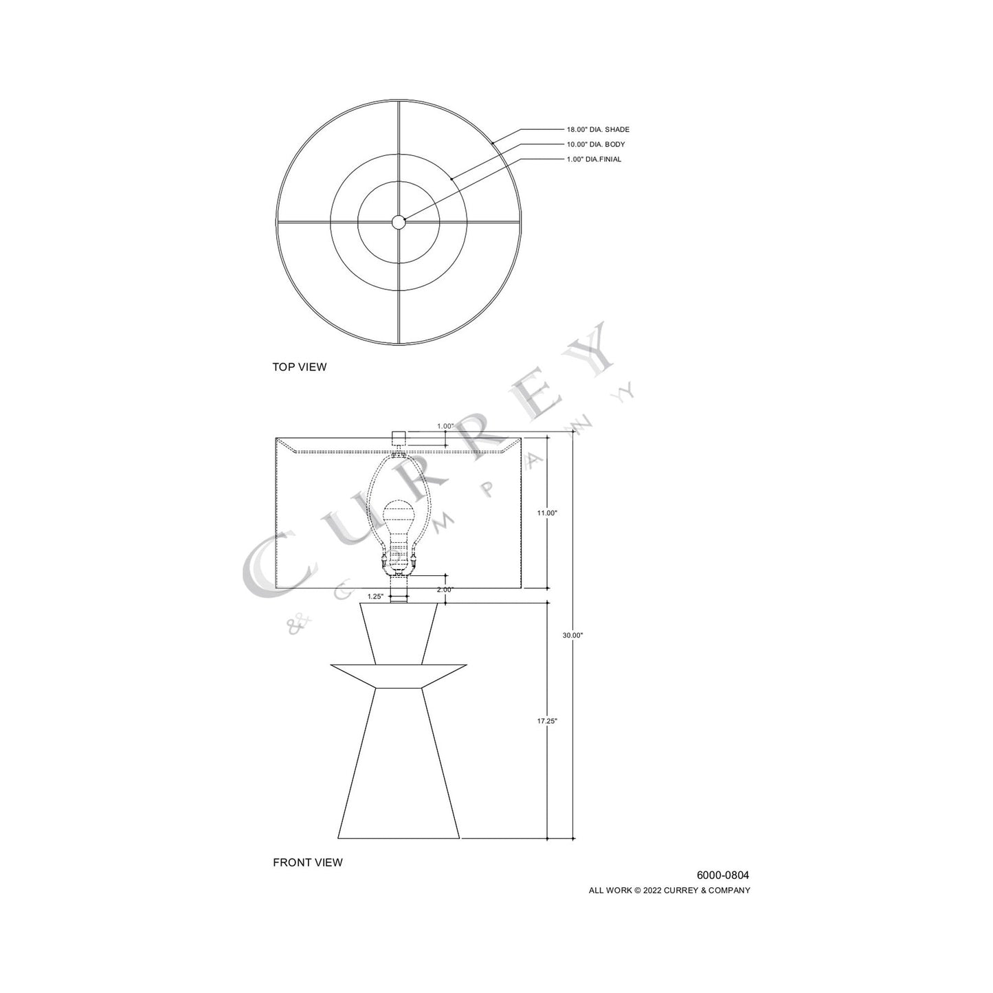 Cantata Table Lamp - line drawing.