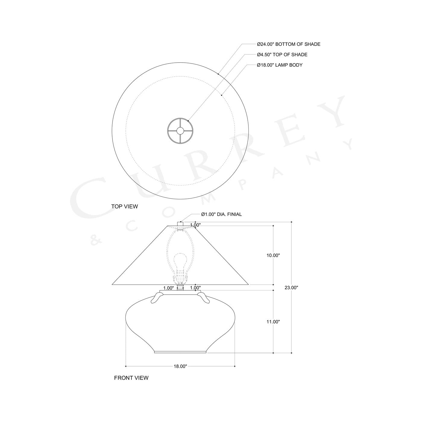 Catania Table Lamp - line drawing.