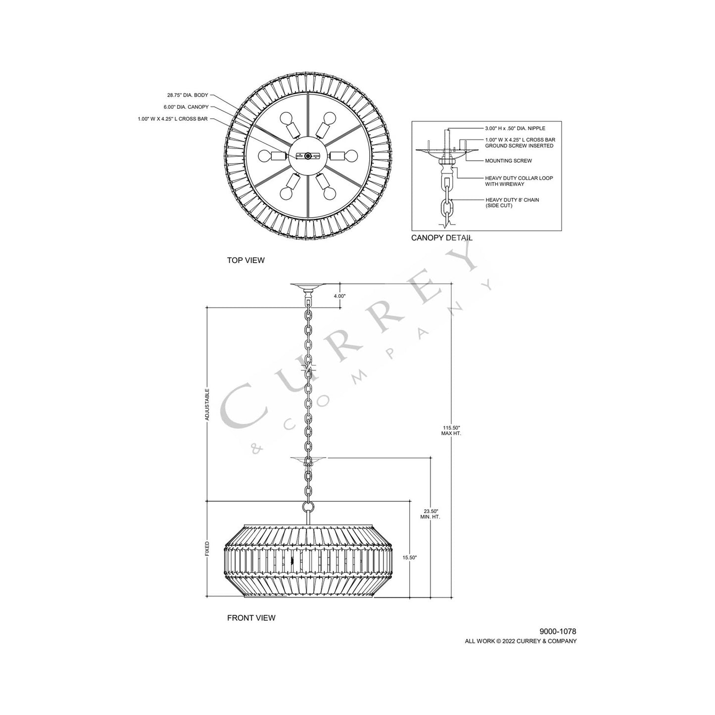 Centurion Chandelier - line drawing.