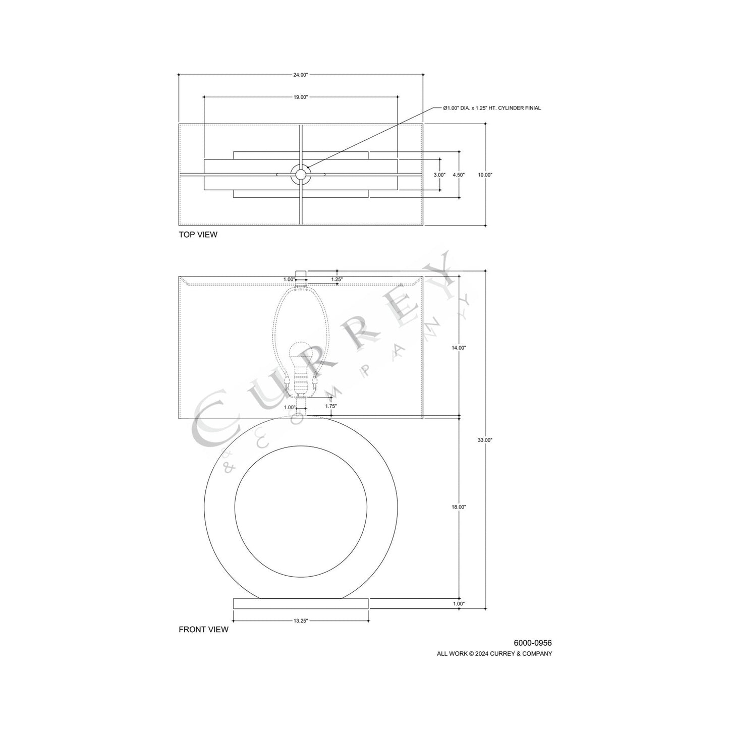 Cercle Table Lamp - line drawing.