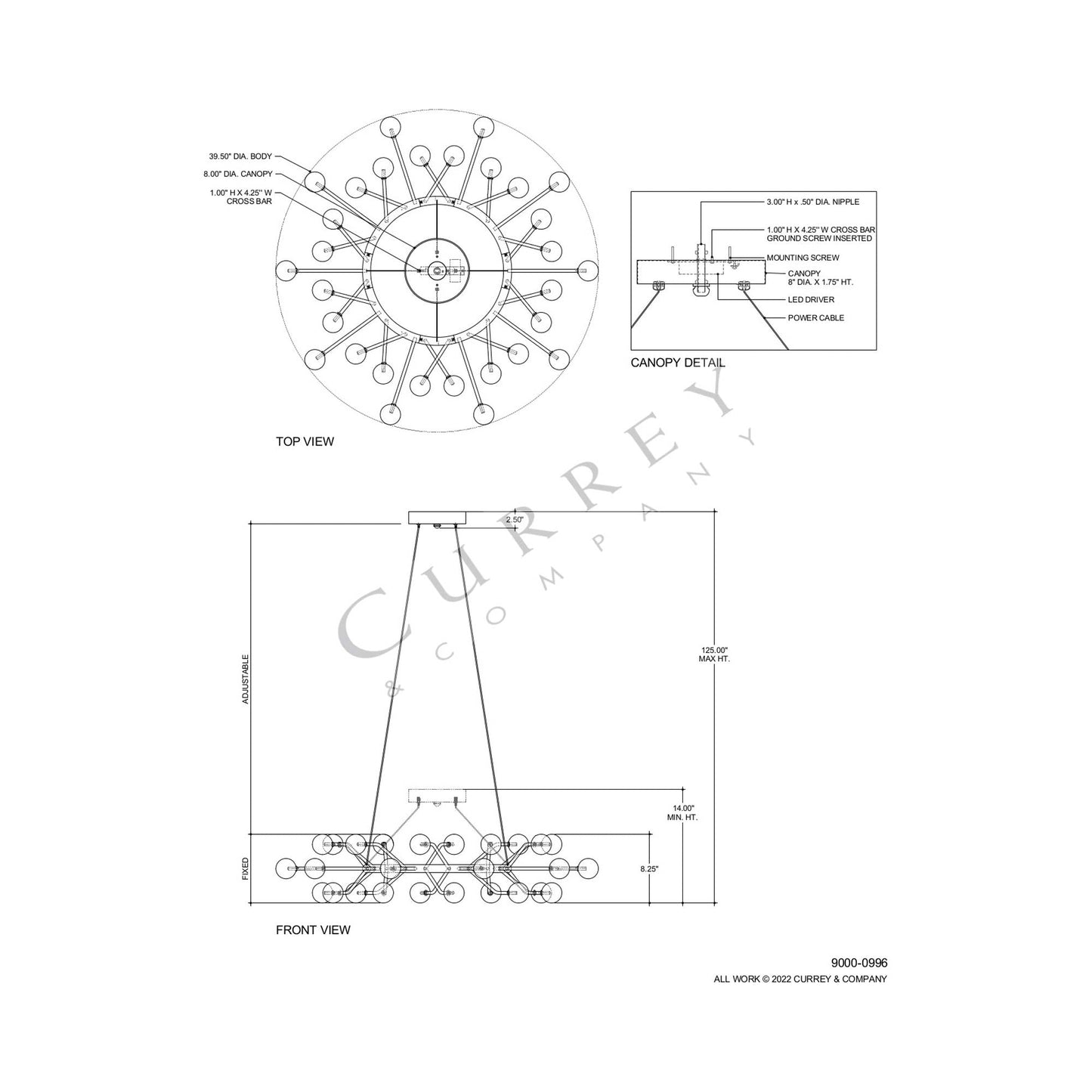 Chaldea Chandelier - line drawing.
