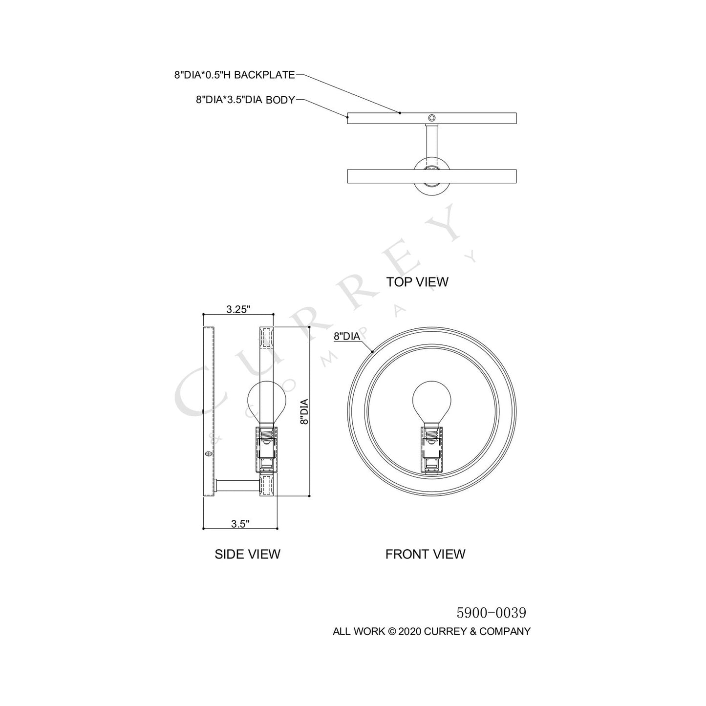 Chaplet Wall Light - line drawing.