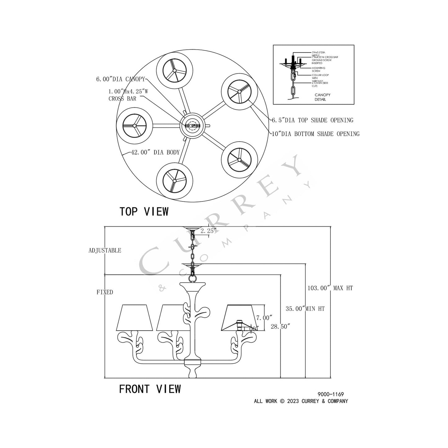 Charny Chandelier - line drawing.