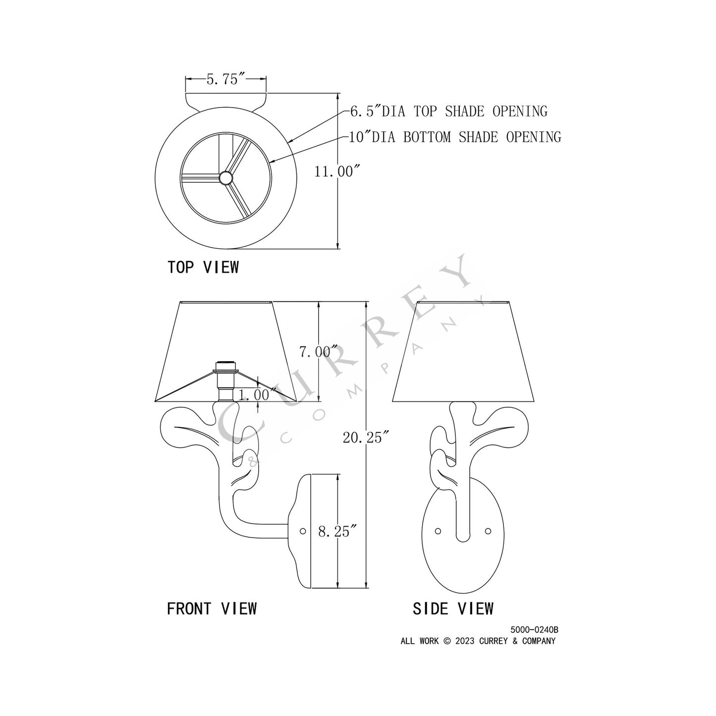 Charny Wall Light - line drawing.