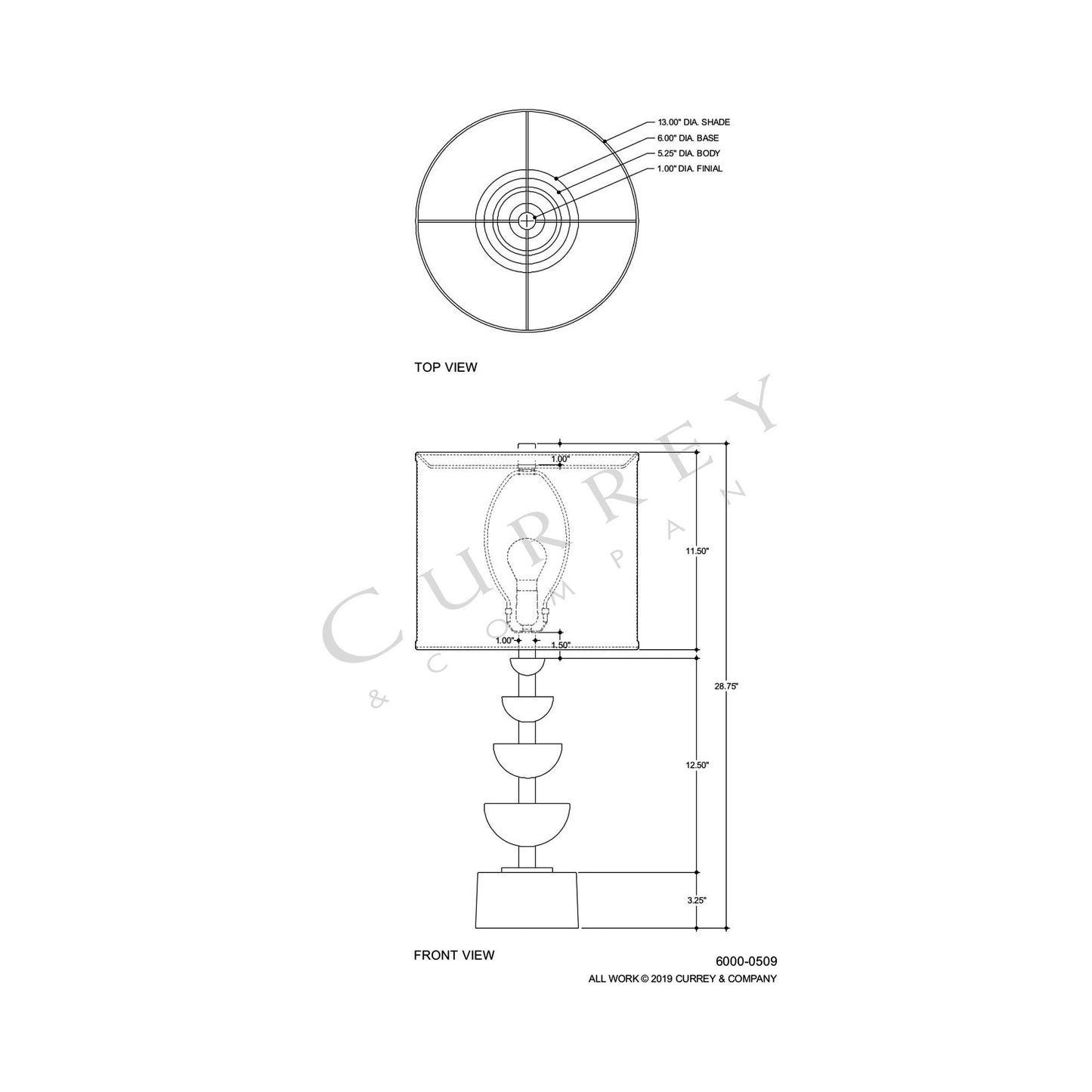 Chastain Table Lamp - line drawing.