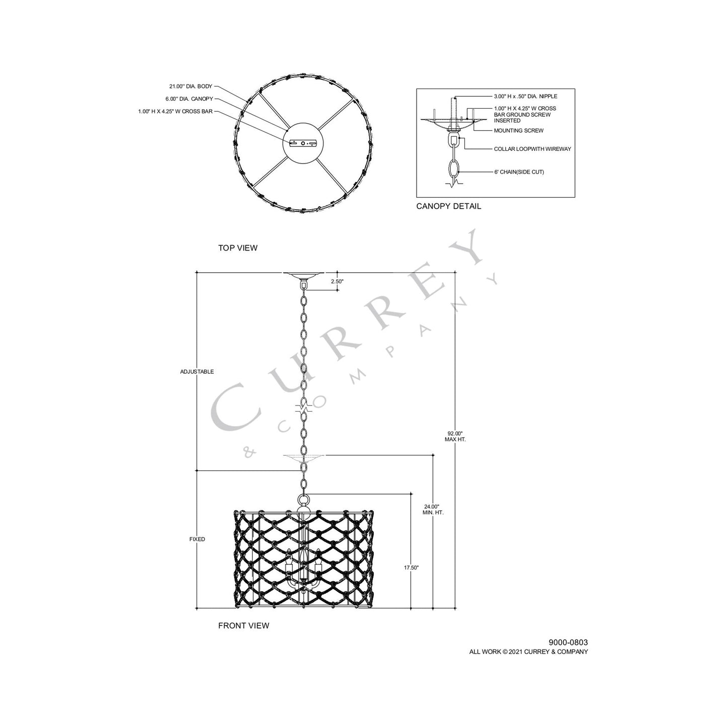 Chesapeake Chandelier - line drawing.