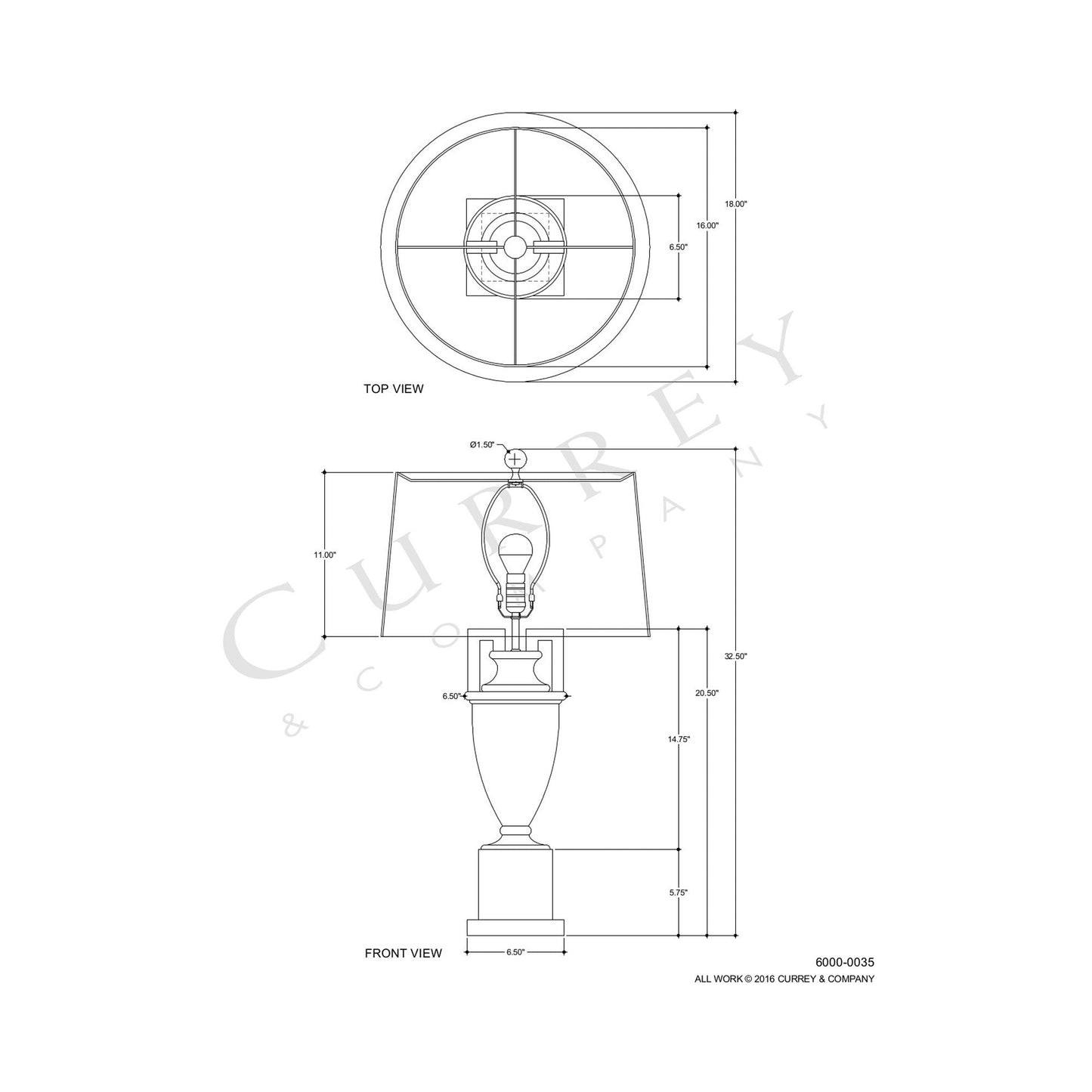 Clifford Table Lamp - line drawing.