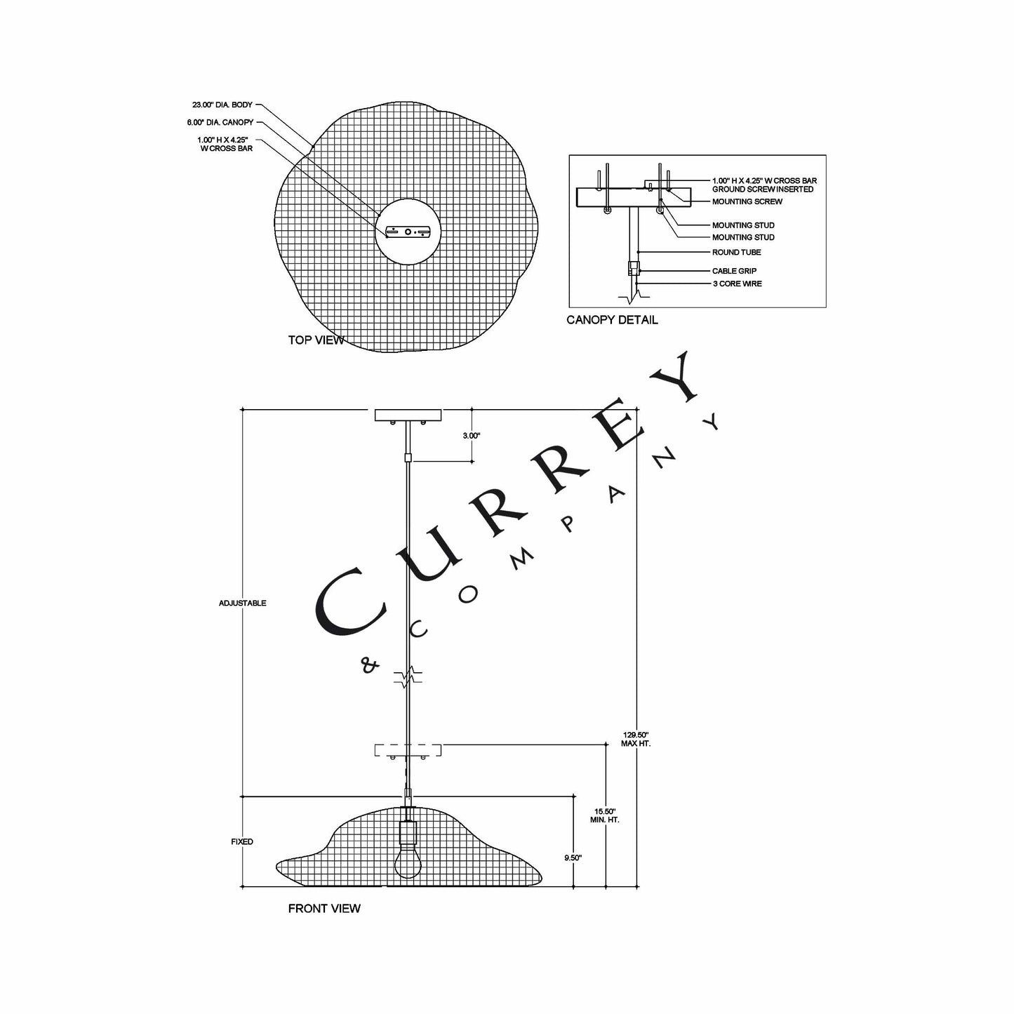 Comme Des Paniers Pendant Light - line drawing.