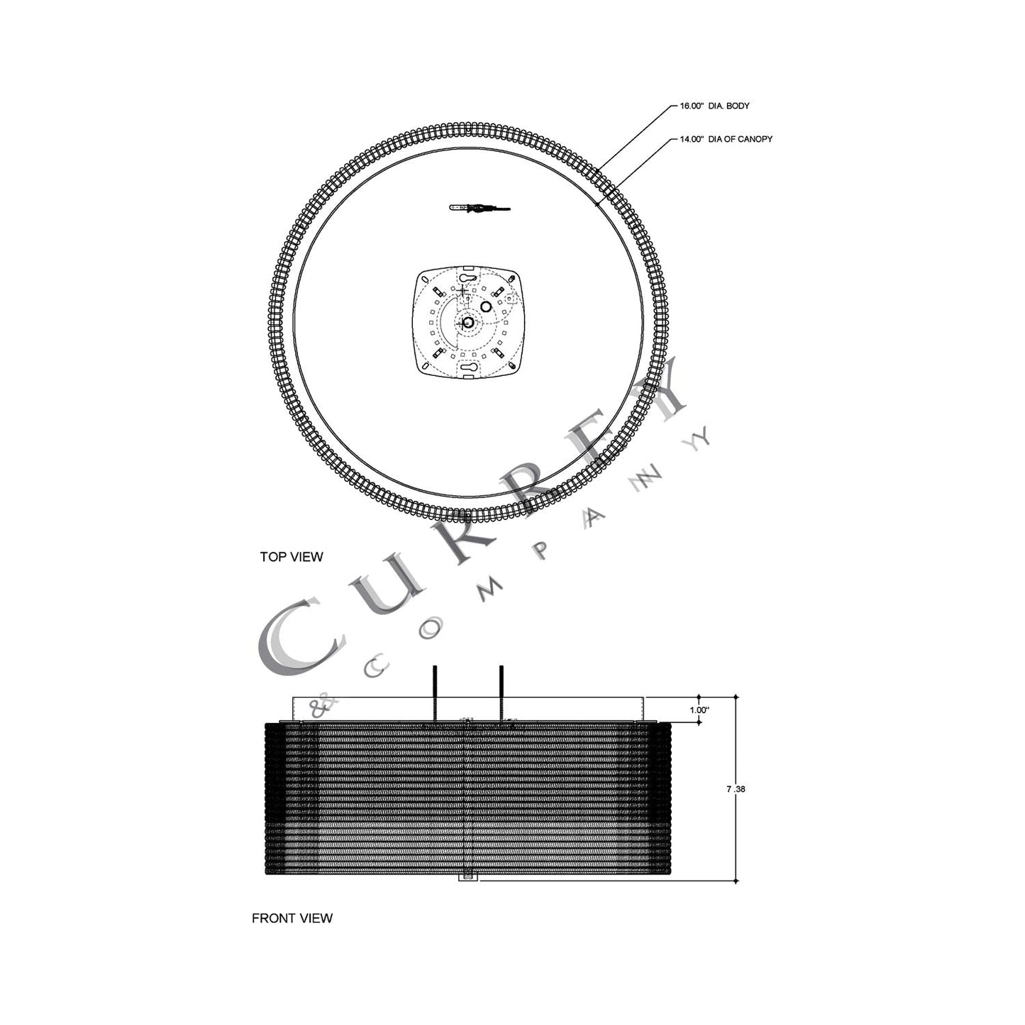 Coulton LED Flush Mount Ceiling Light - line drawing.