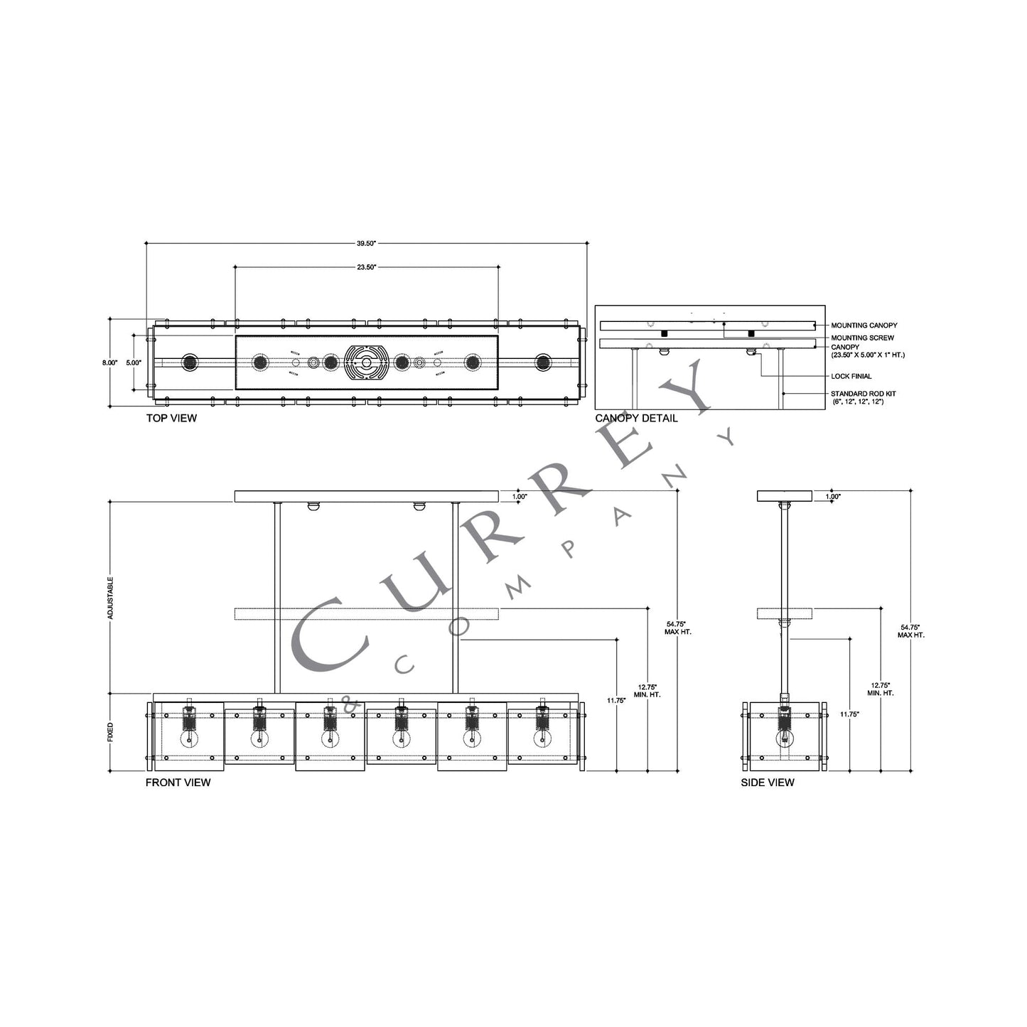 Countervail Chandelier - line drawing.