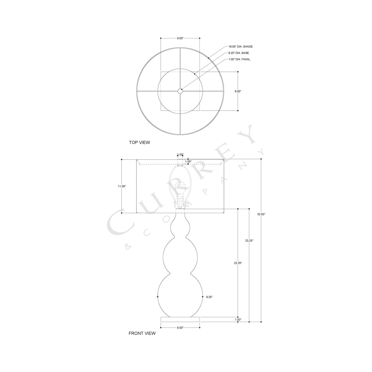 Cymbeline Table Lamp - line drawing.