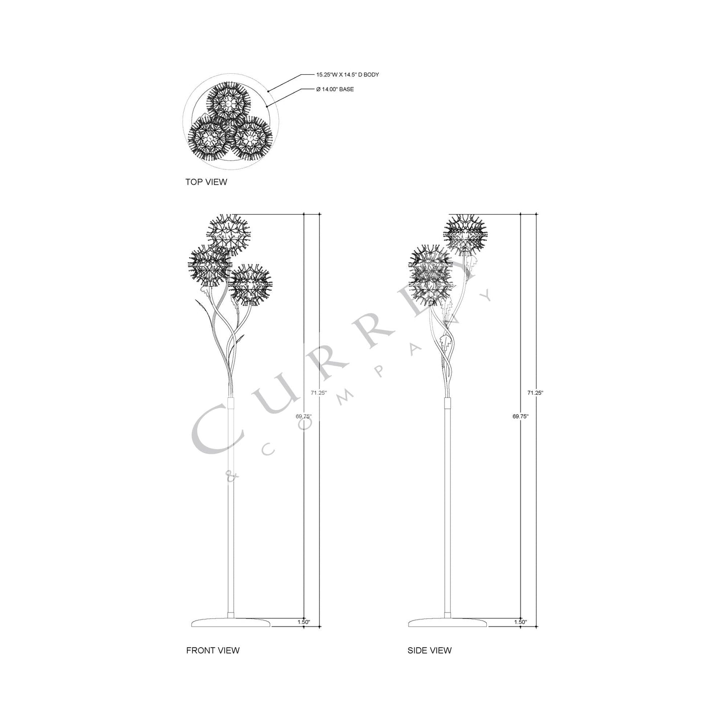 Dandelion Floor Lamp - line drawing.