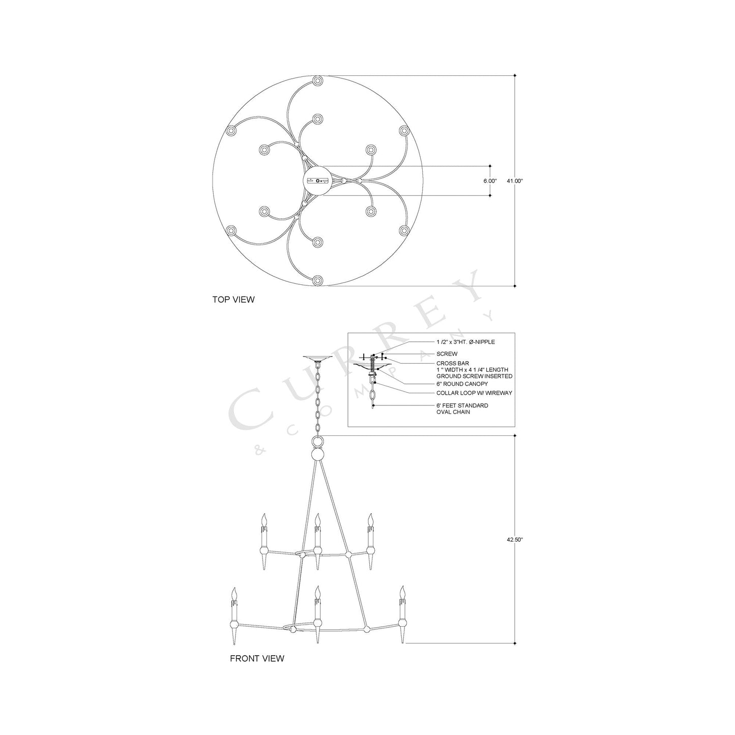Danielli Chandelier - line drawing.