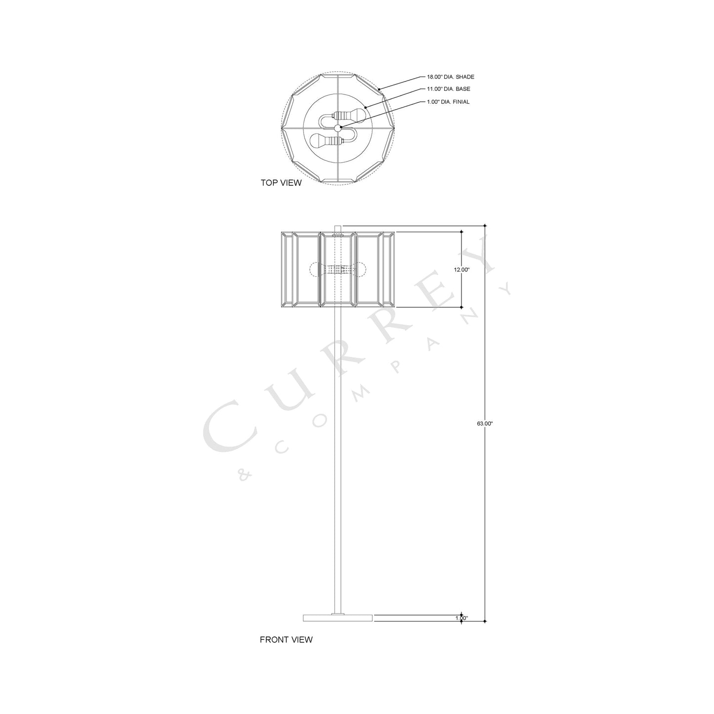 Daze Floor Lamp - line drawing.