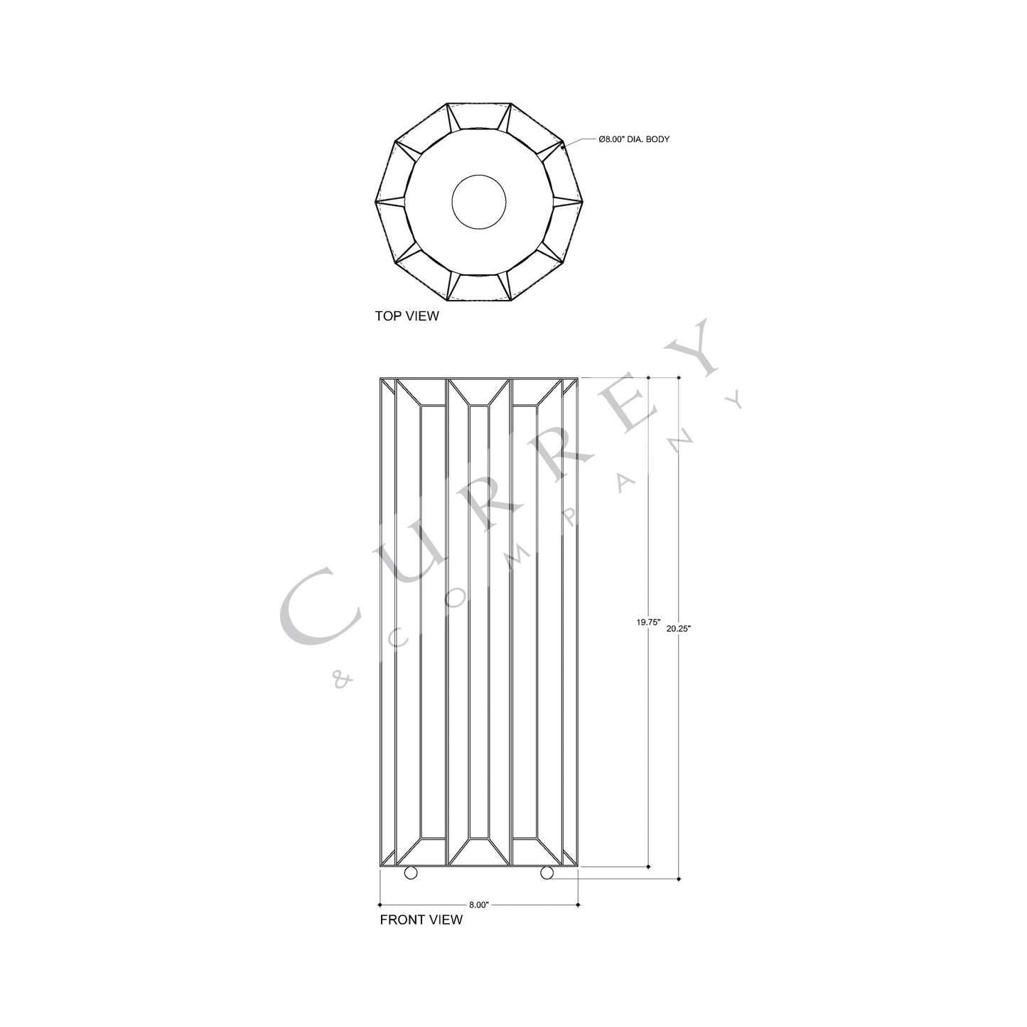 Daze Table Lamp - line drawing.
