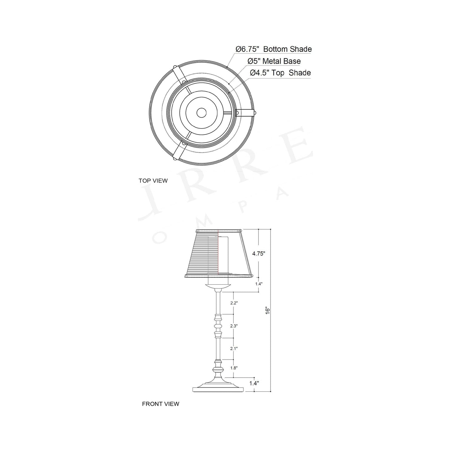 Deauville LED Rechargeable Table Lamp - line drawing.