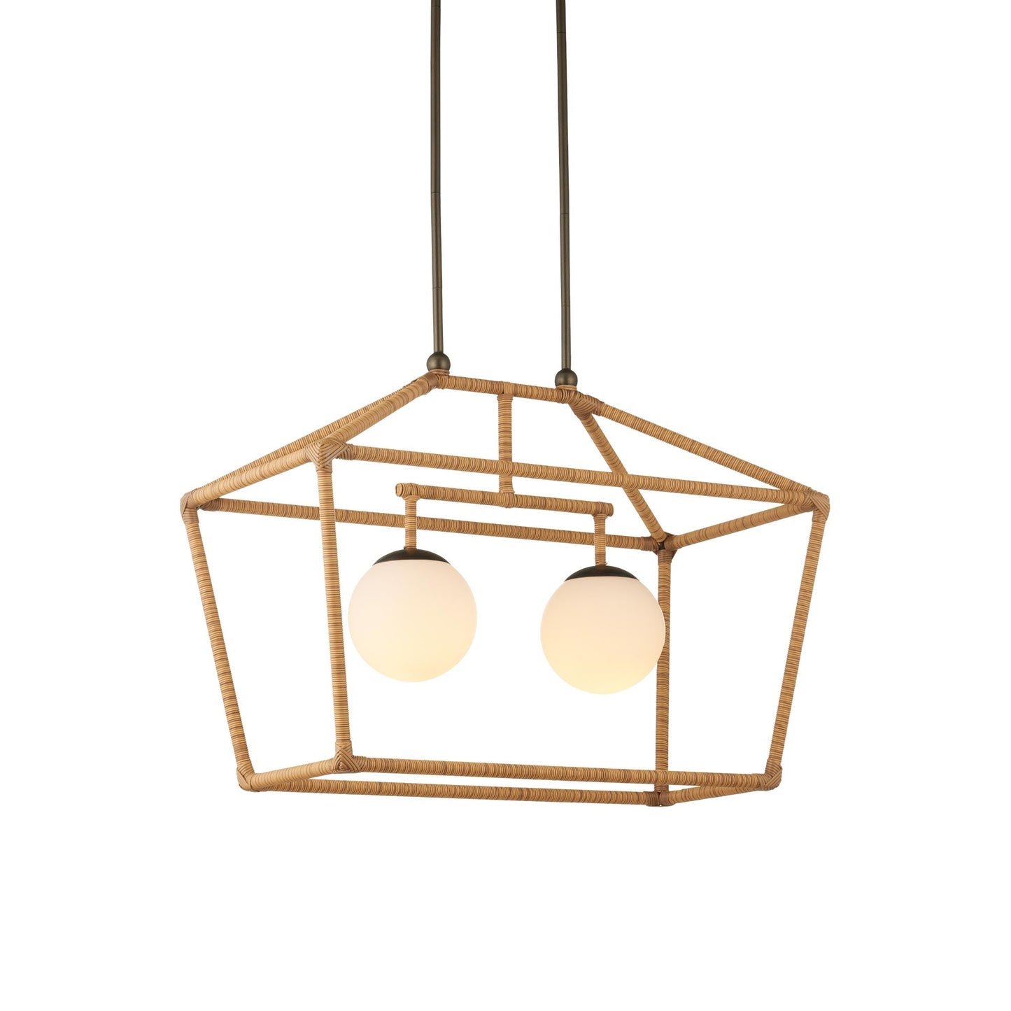 Denison Rectangular Outdoor Pendant Light in Bronze/Natural.