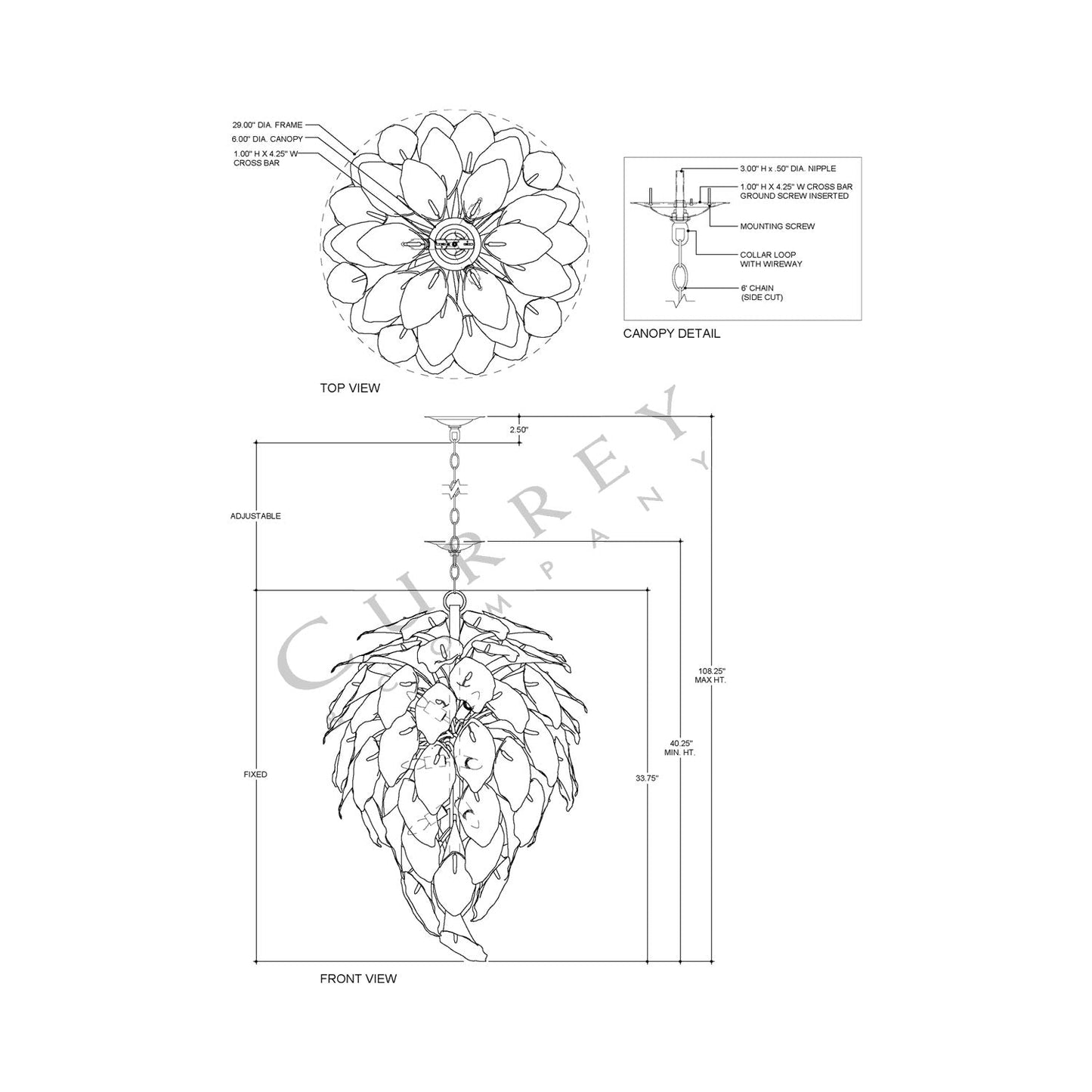Diego Chandelier - line drawing.