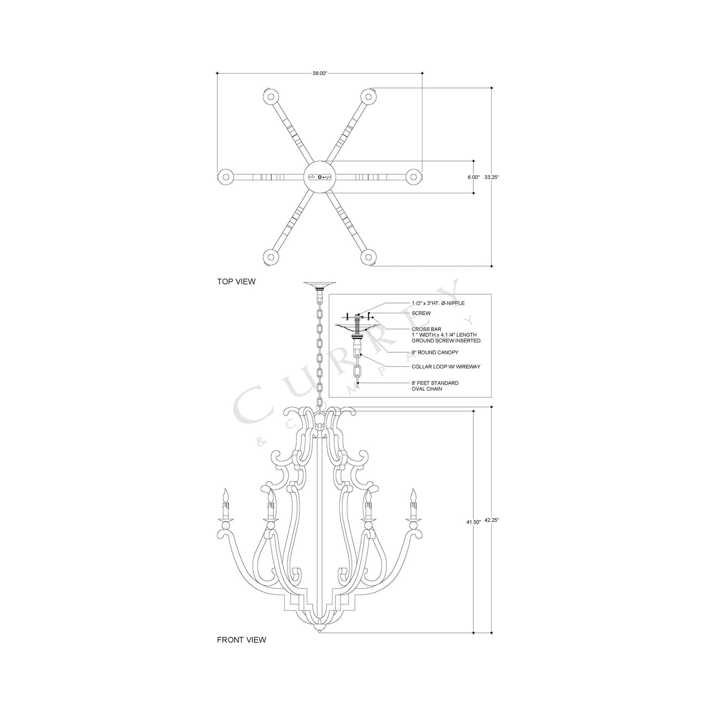 Durand Chandelier - line drawing.