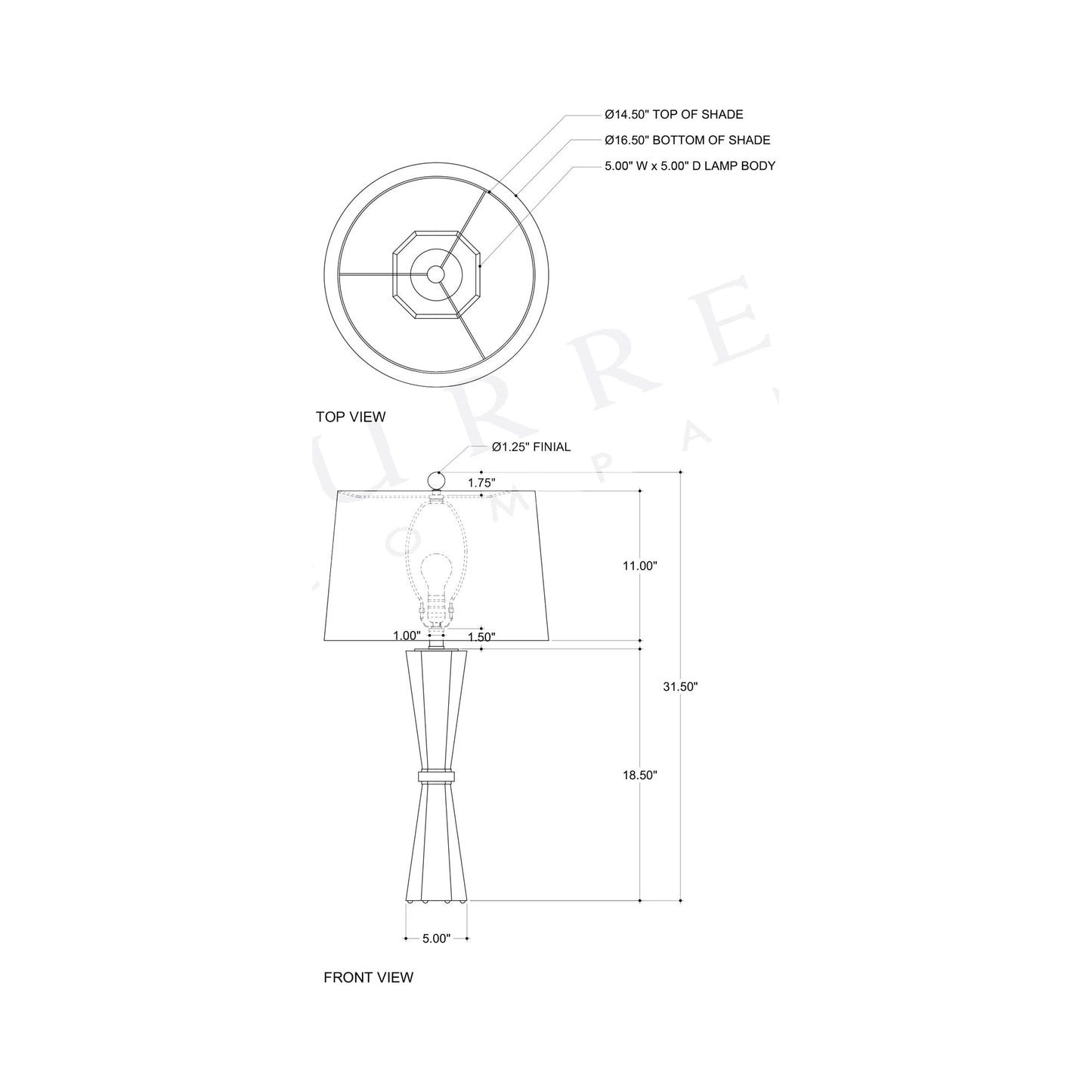 Duveen Table Lamp - line drawing.