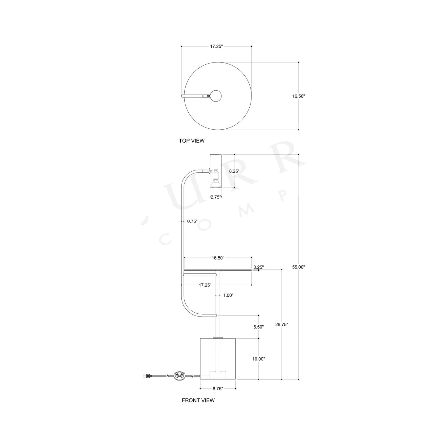Eastlin Floor Lamp - line drawing.