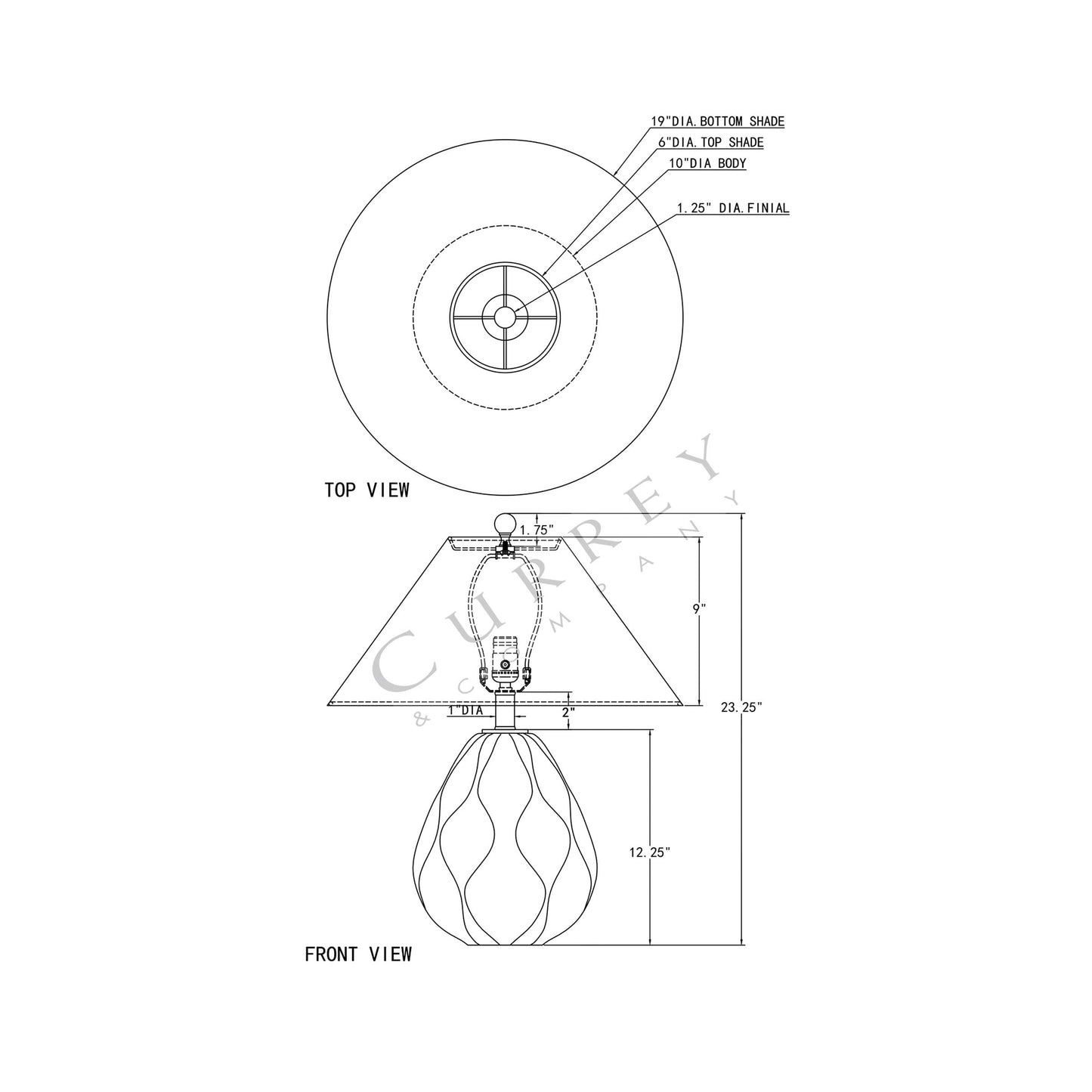 Edgemoor Table Lamp - line drawing.