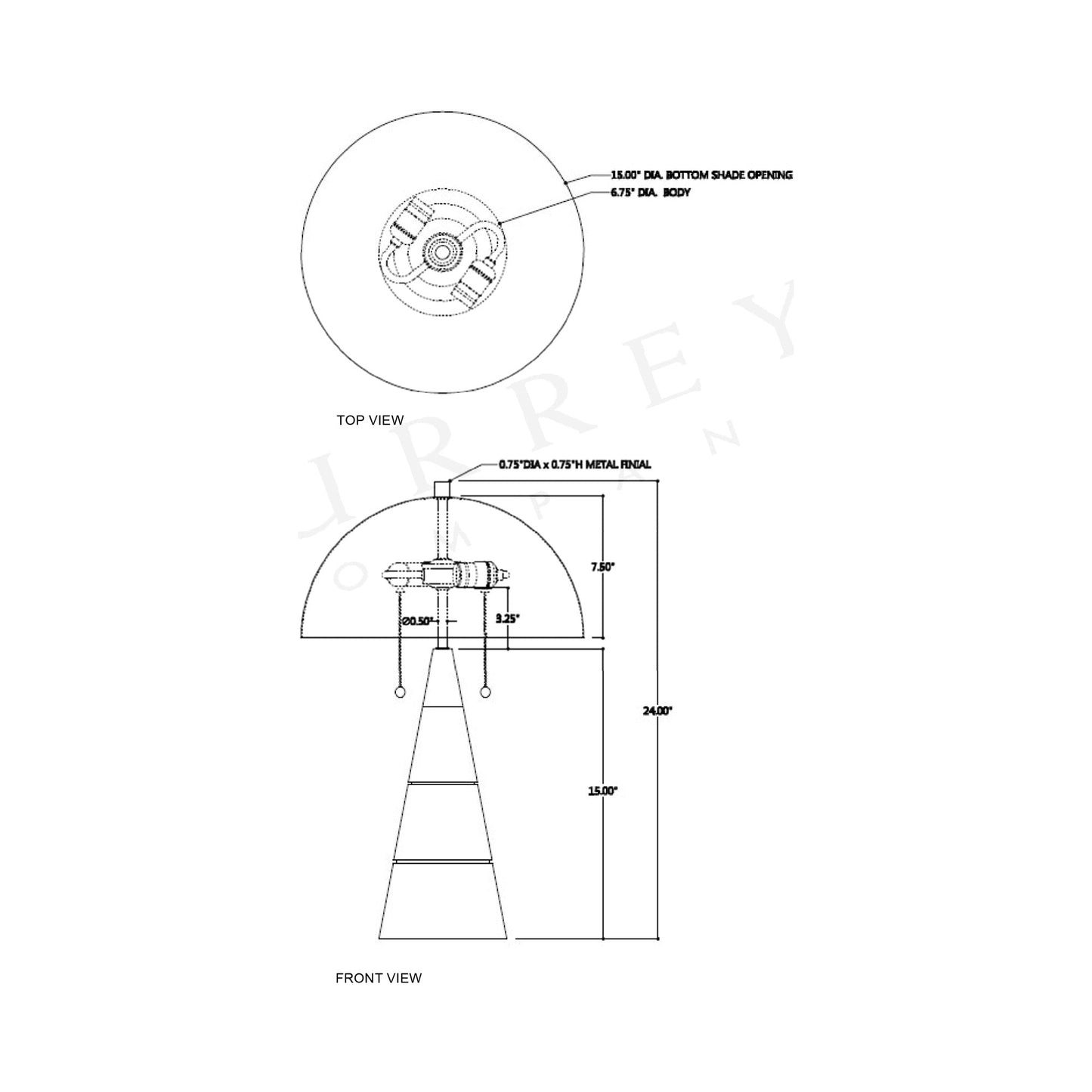 Edith Table Lamp - line drawing.