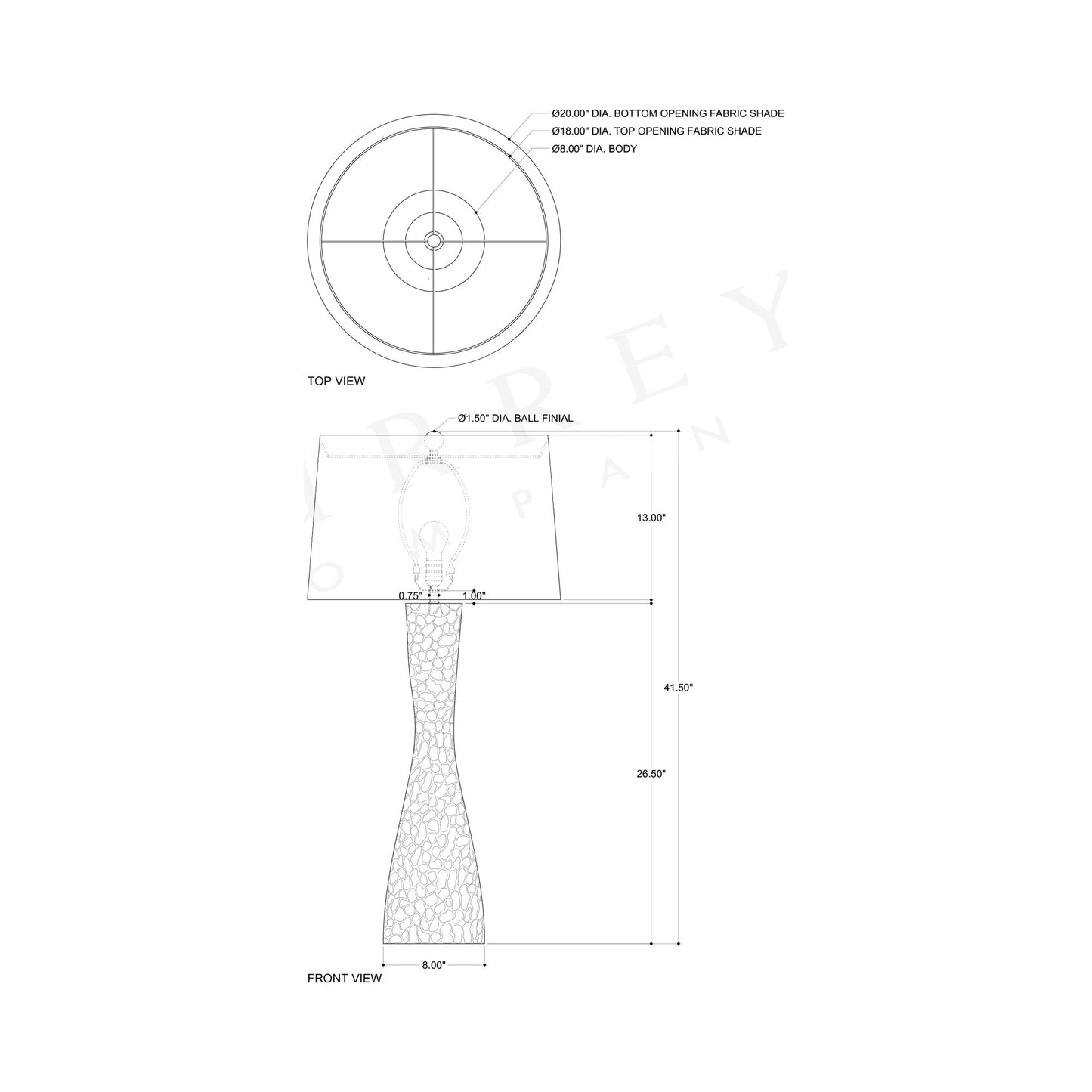 Edwell Table Lamp - line drawing.