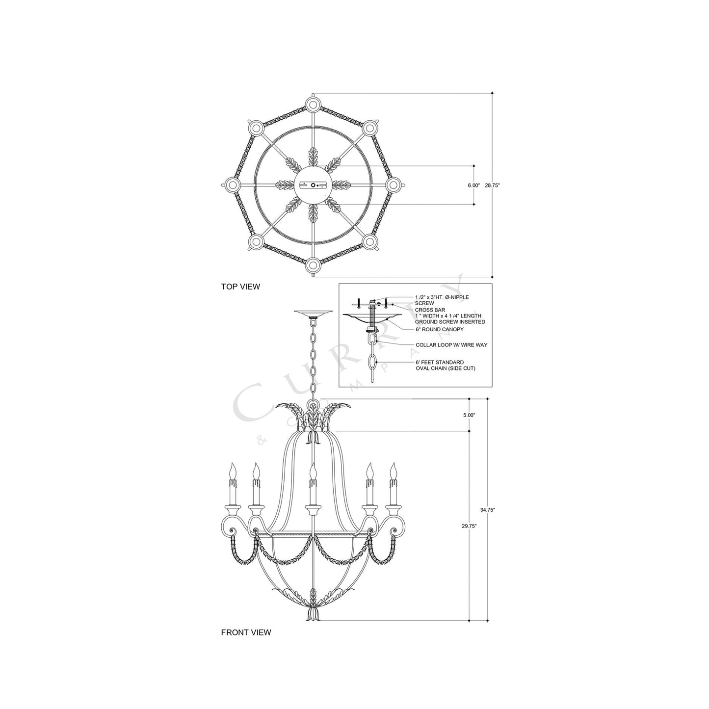 Elegance Chandelier - line drawing.
