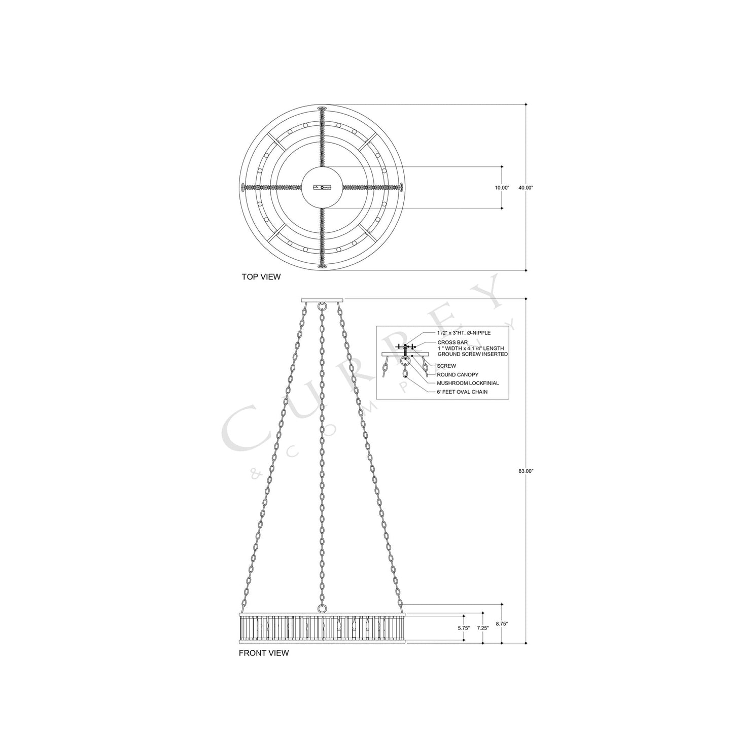Elixir Chandelier - line drawing.