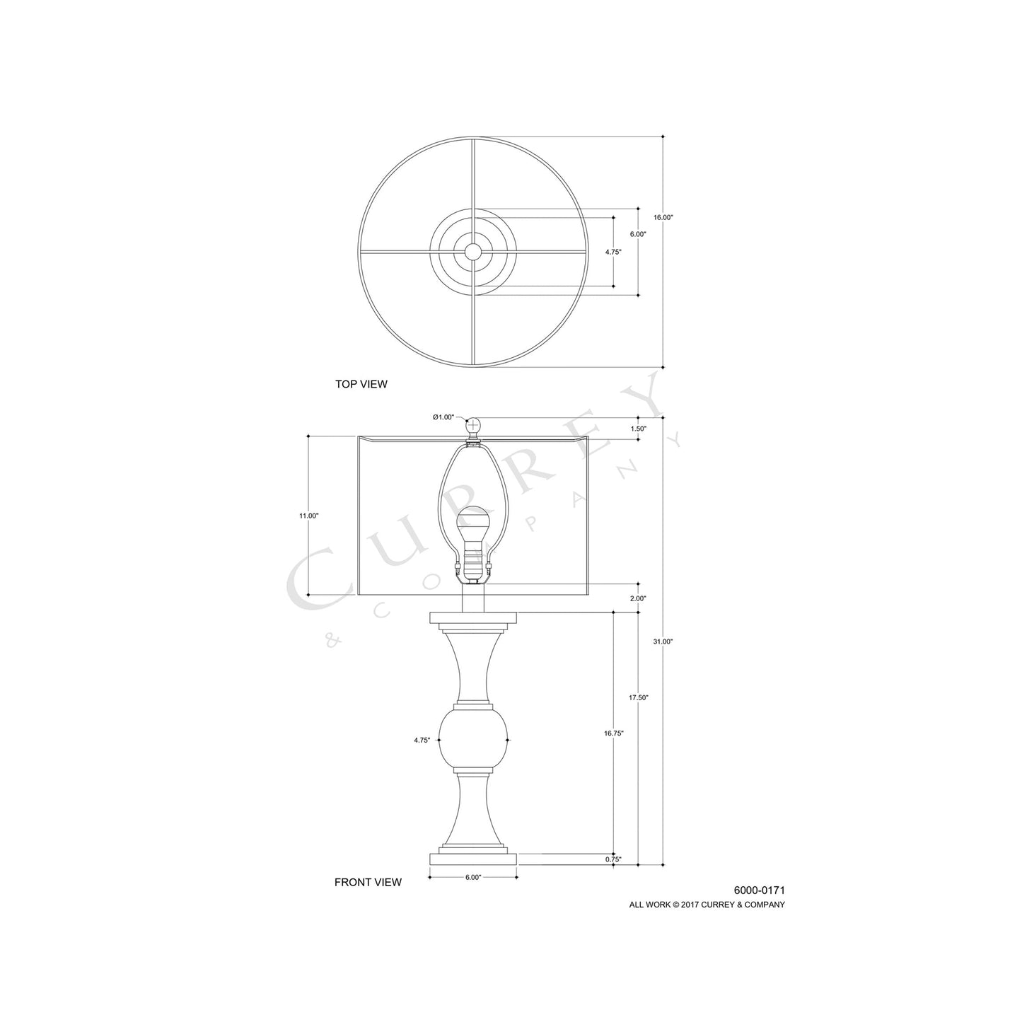 Elyx Table Lamp - line drawing.